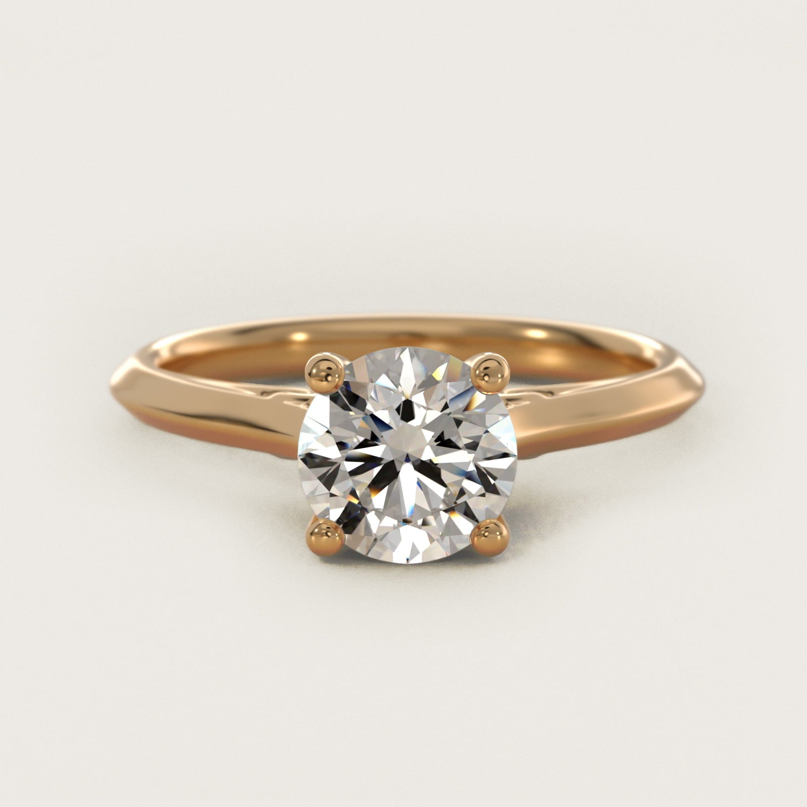 Knife Edge Lotus Bridge Solitaire Plus Diamond Engagement Ring in 14k Yellow Gold - Round Center