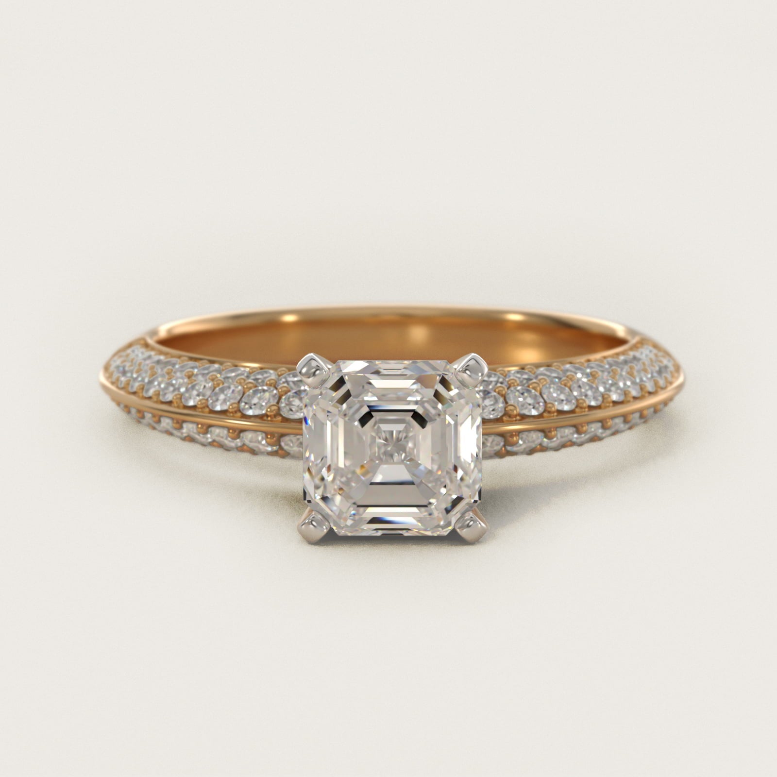 Knife Edge MicropavŽ Diamond Engagement Ring in 14K Yellow Gold (1/3 ct. tw.) - Asscher Center