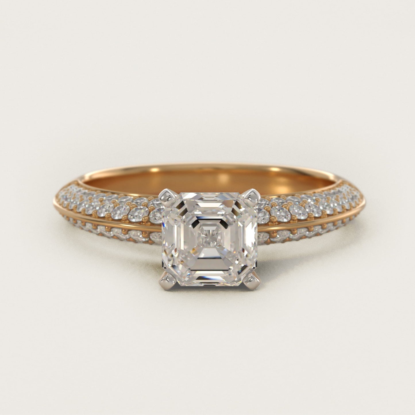 Knife Edge MicropavŽ Diamond Engagement Ring in 18k Yellow Gold (1/3 ct. tw.) - Asscher Center