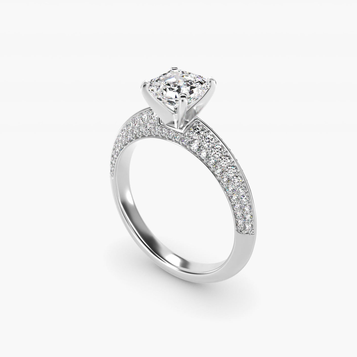 Knife Edge MicropavŽ Diamond Engagement Ring in Platinum (1/3 ct. tw.) - Asscher Center
