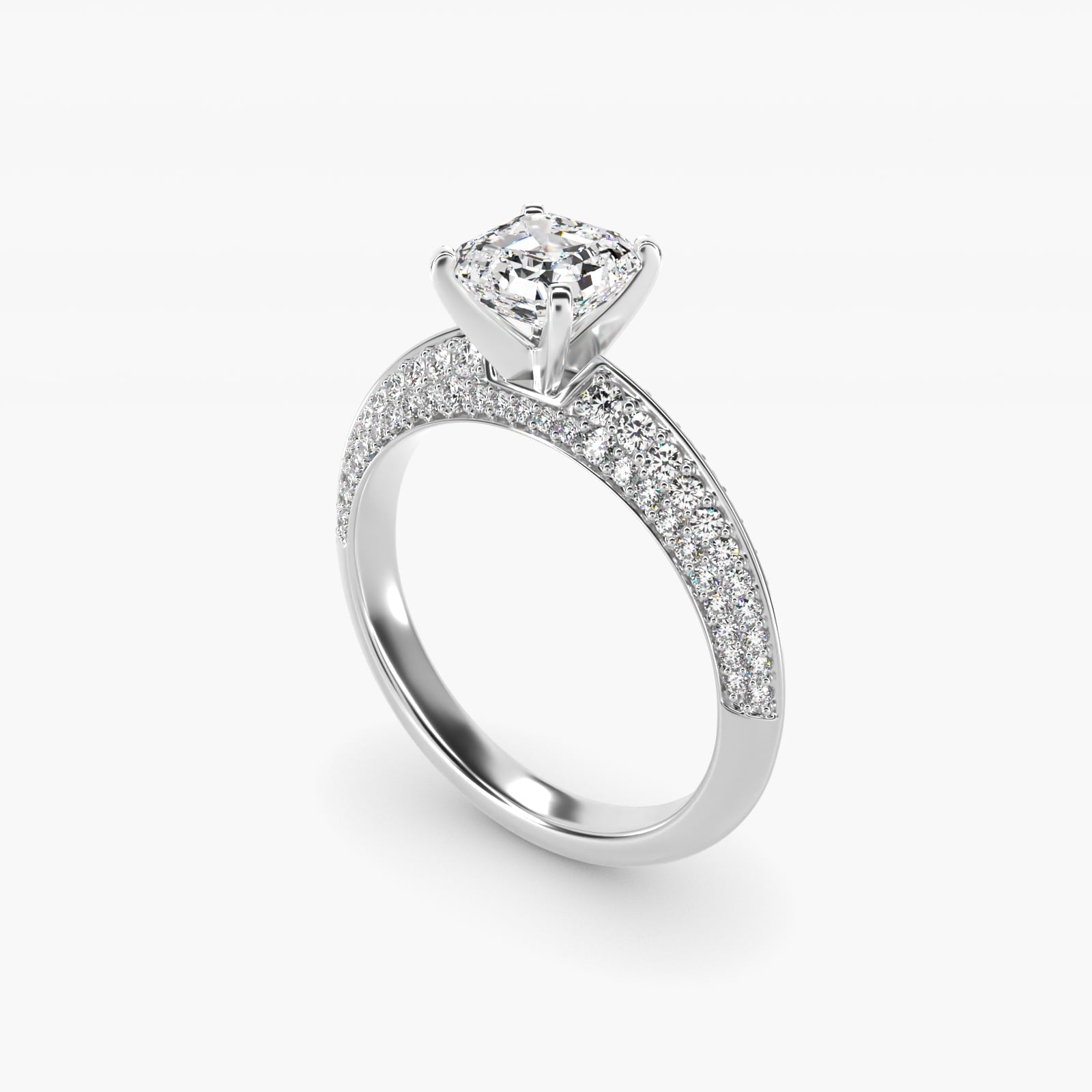 Knife Edge MicropavŽ Diamond Engagement Ring in Platinum (1/3 ct. tw.) - Asscher Center