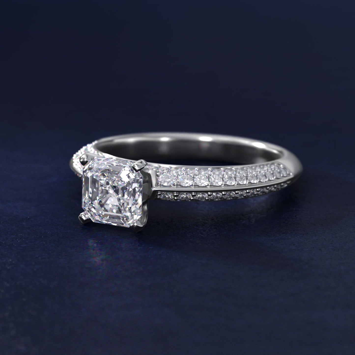 Knife Edge MicropavŽ Diamond Engagement Ring in Platinum (1/3 ct. tw.) - Asscher Center