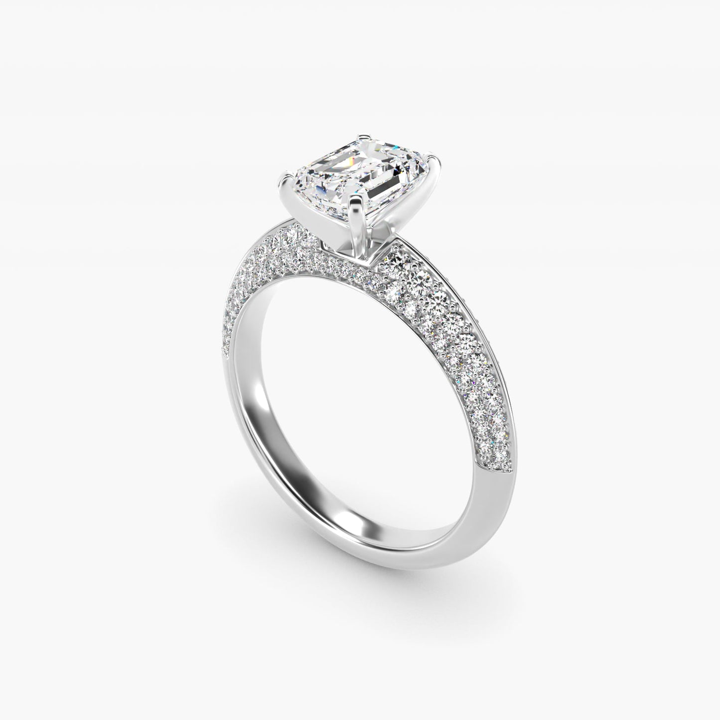 Knife Edge MicropavŽ Diamond Engagement Ring in 14k White Gold (1/3 ct. tw.) - Emerald Center