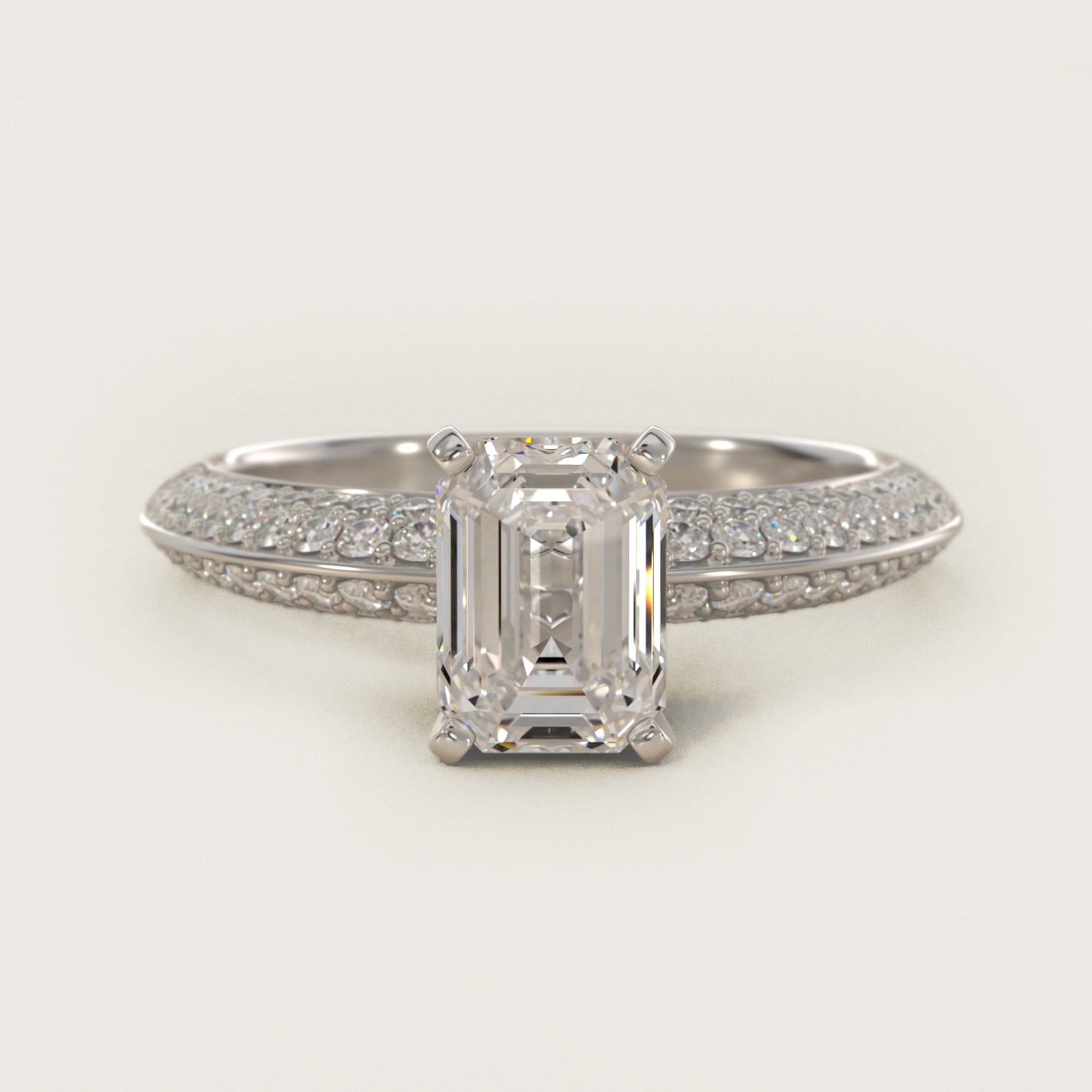 Knife Edge MicropavŽ Diamond Engagement Ring in 14k White Gold (1/3 ct. tw.) - Emerald Center