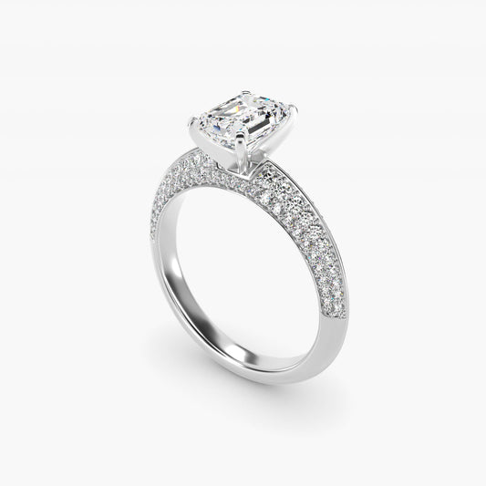 Knife Edge MicropavŽ Diamond Engagement Ring in Platinum (1/3 ct. tw.) - Emerald Center