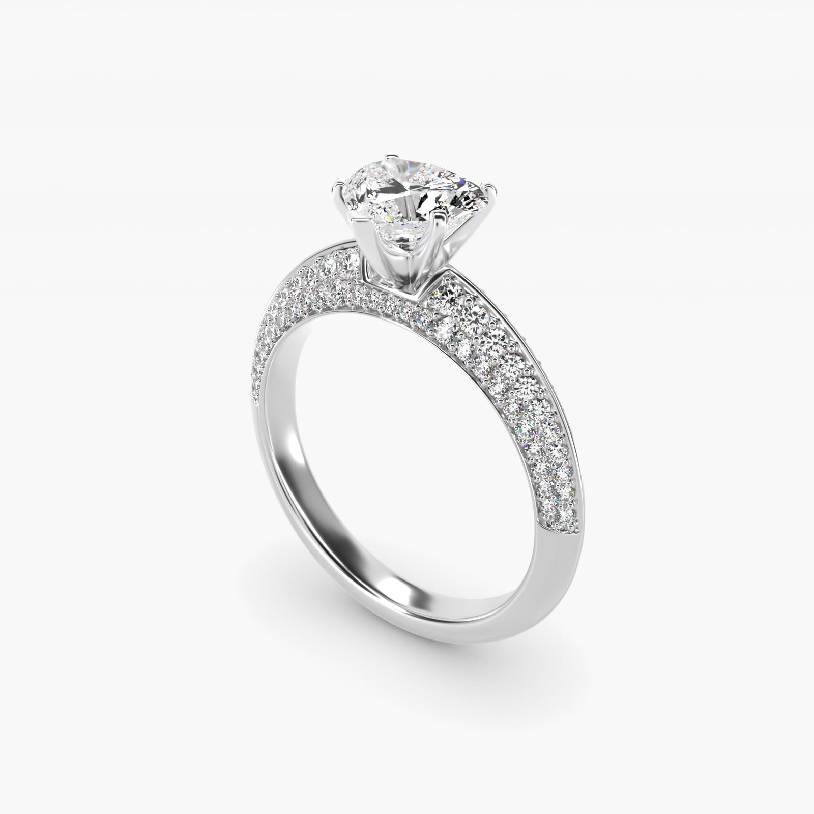 Knife Edge MicropavŽ Diamond Engagement Ring in Platinum (1/3 ct. tw.) - Heart Center