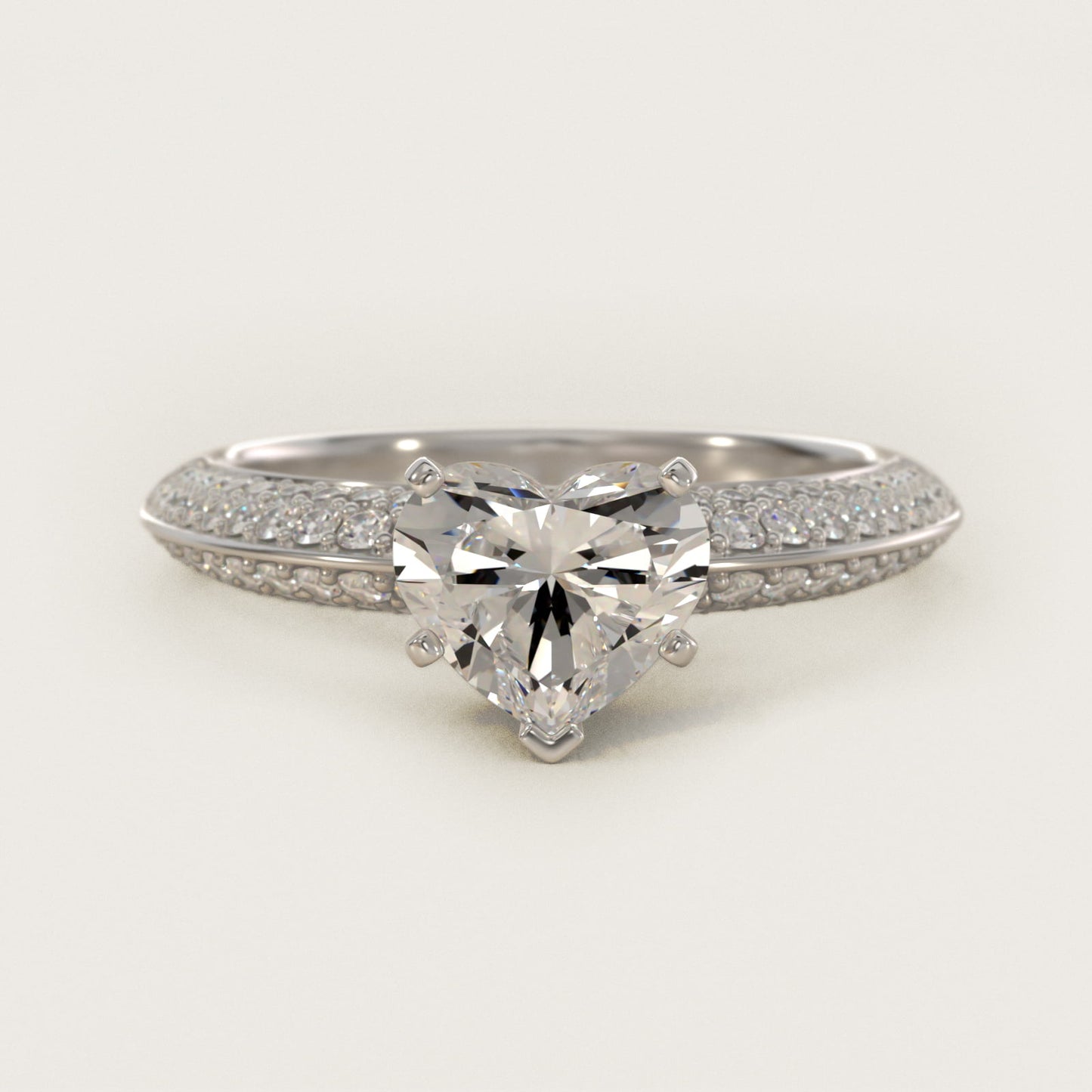 Knife Edge MicropavŽ Diamond Engagement Ring in Platinum (1/3 ct. tw.) - Heart Center