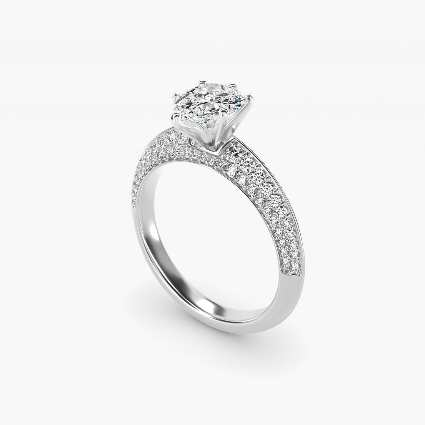 Knife Edge MicropavŽ Diamond Engagement Ring in Platinum (1/3 ct. tw.) - Pear Center