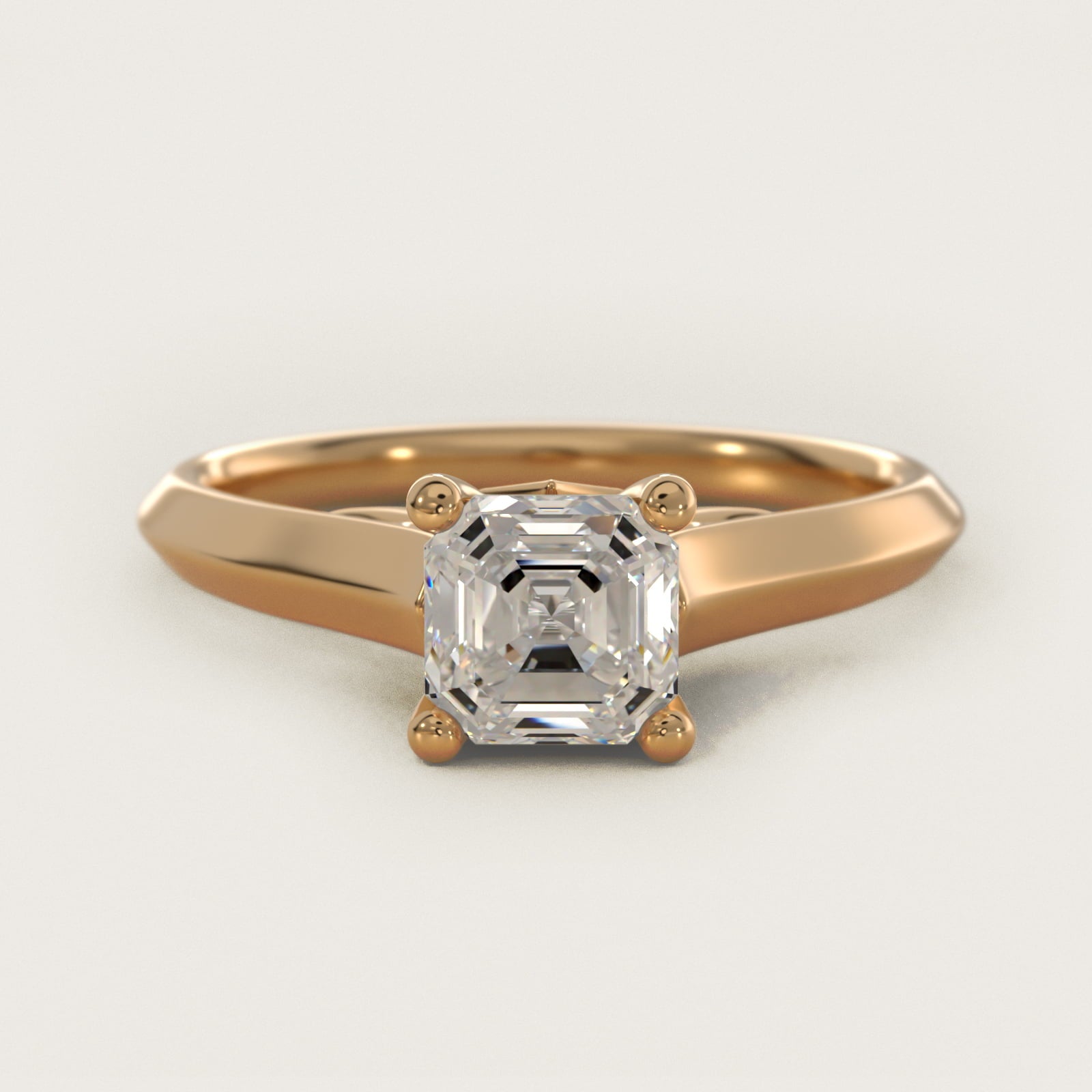 Knife Edge Scroll Solitaire Plus Diamond Engagement Ring in 18k Yellow Gold - Asscher Center
