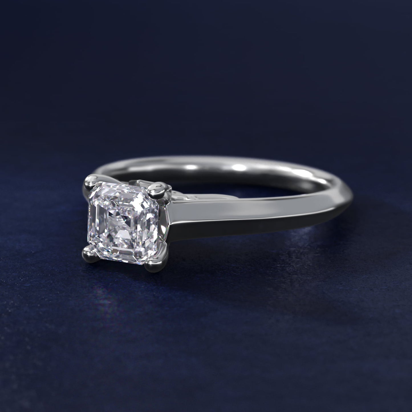 Knife Edge Scroll Solitaire Plus Diamond Engagement Ring in Platinum - Asscher Center