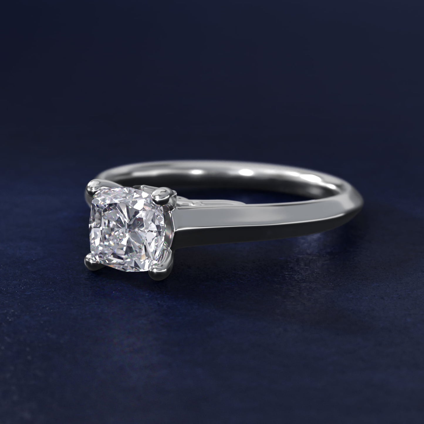 Knife Edge Scroll Solitaire Plus Diamond Engagement Ring in Platinum - Cushion Center