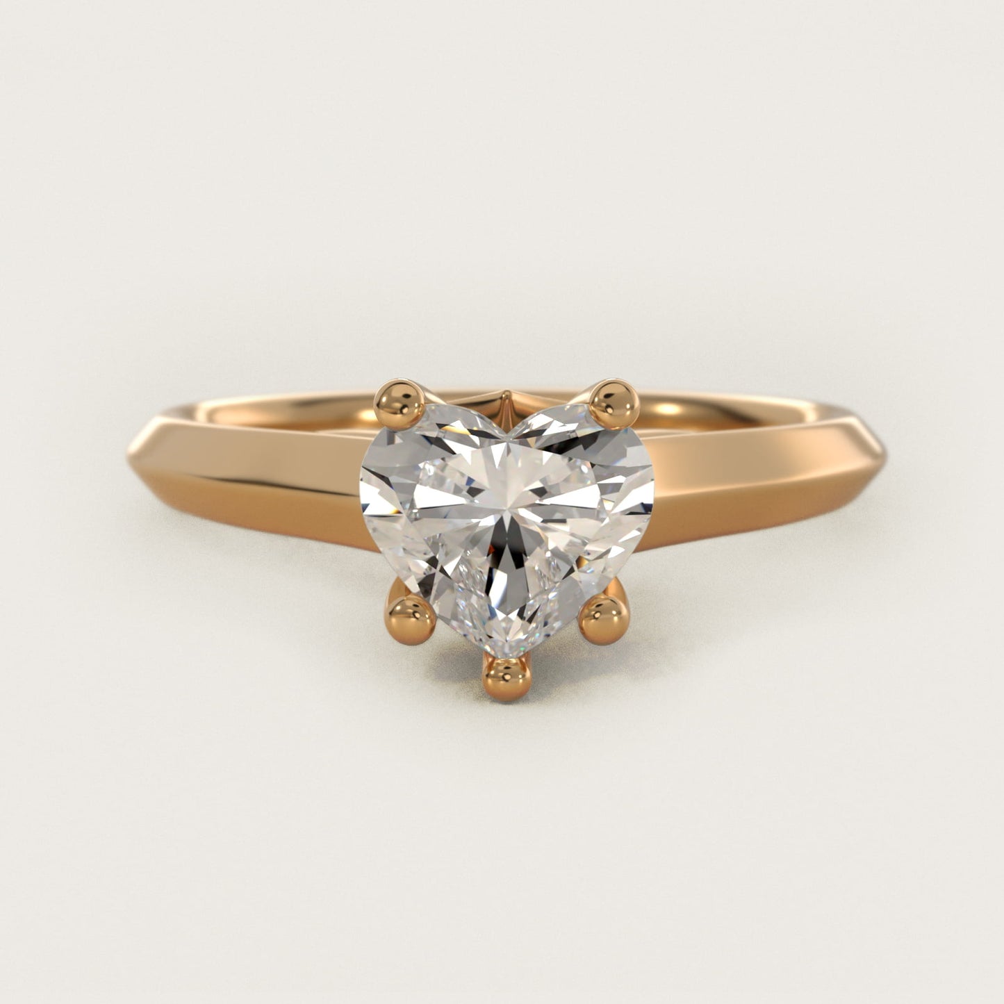 Knife Edge Scroll Solitaire Plus Diamond Engagement Ring in 18k Yellow Gold - Heart Center