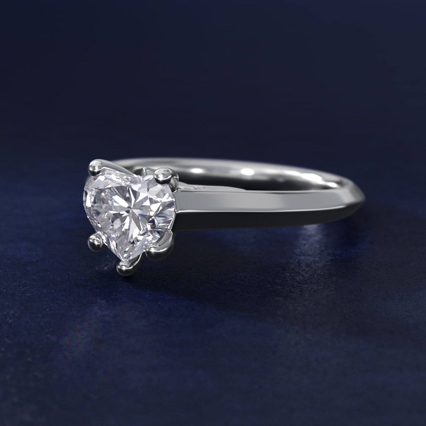 Knife Edge Scroll Solitaire Plus Diamond Engagement Ring in Platinum - Heart Center