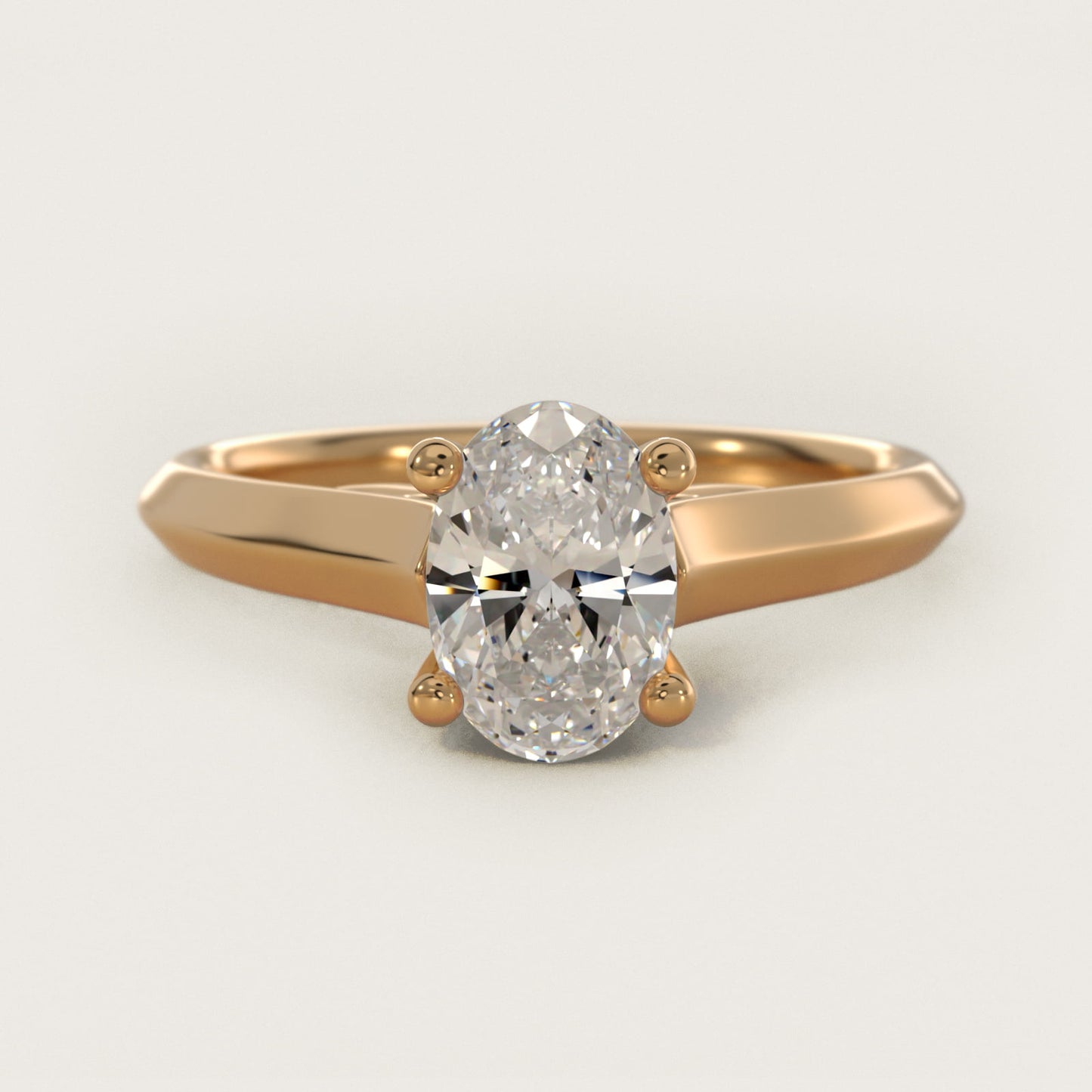 Knife Edge Scroll Solitaire Plus Diamond Engagement Ring in 18k Yellow Gold - Oval Center