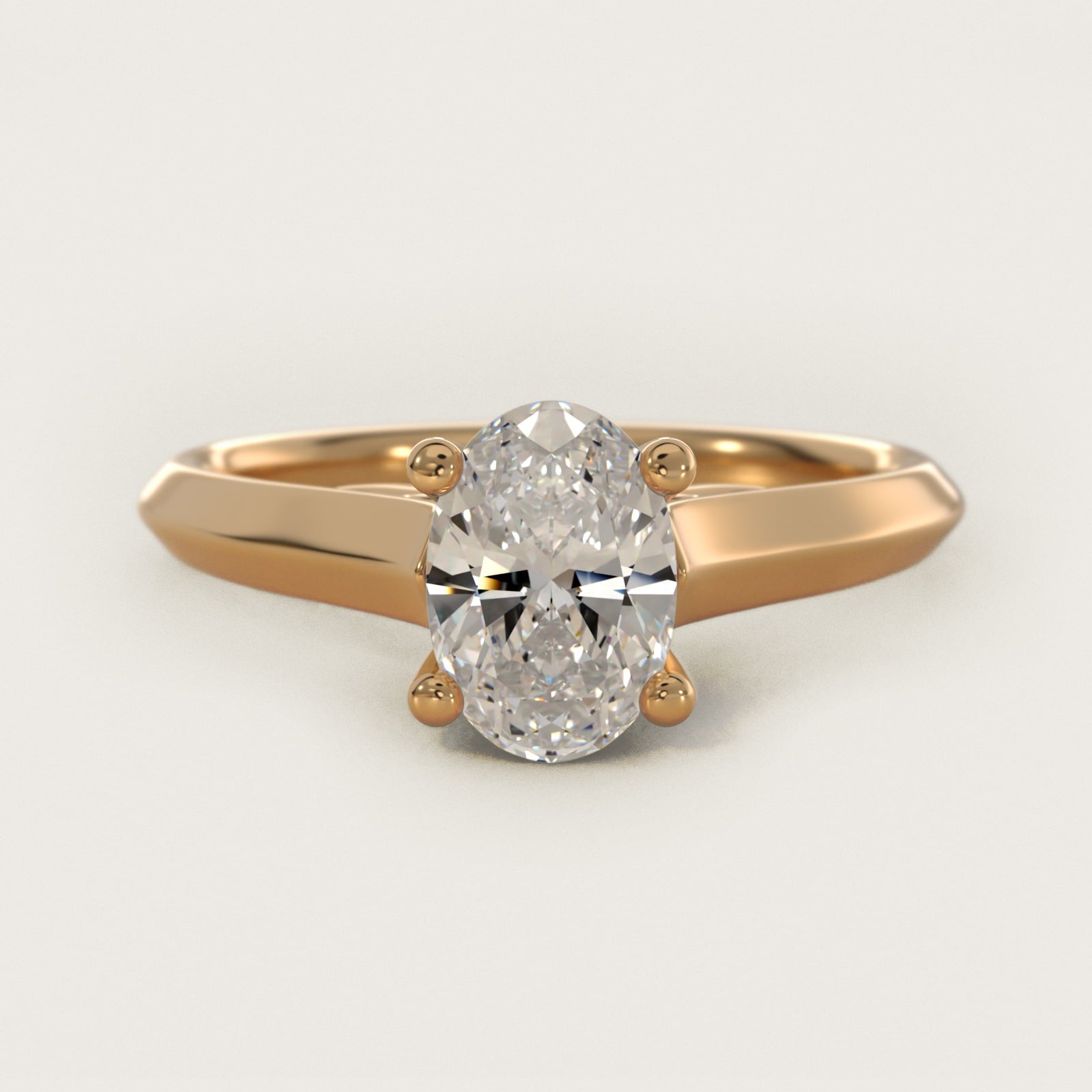 Knife Edge Scroll Solitaire Plus Diamond Engagement Ring in 18k Yellow Gold - Oval Center