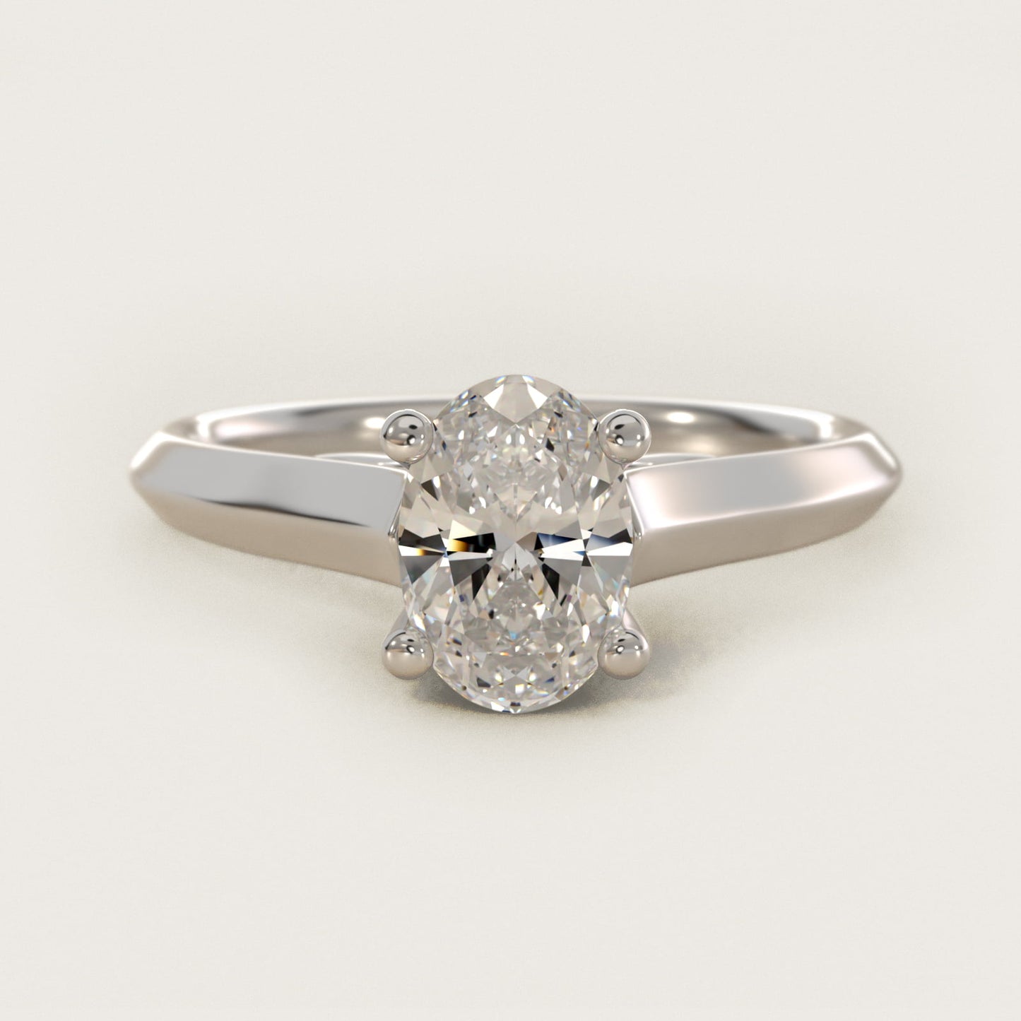 Knife Edge Scroll Solitaire Plus Diamond Engagement Ring in Platinum - Oval Center