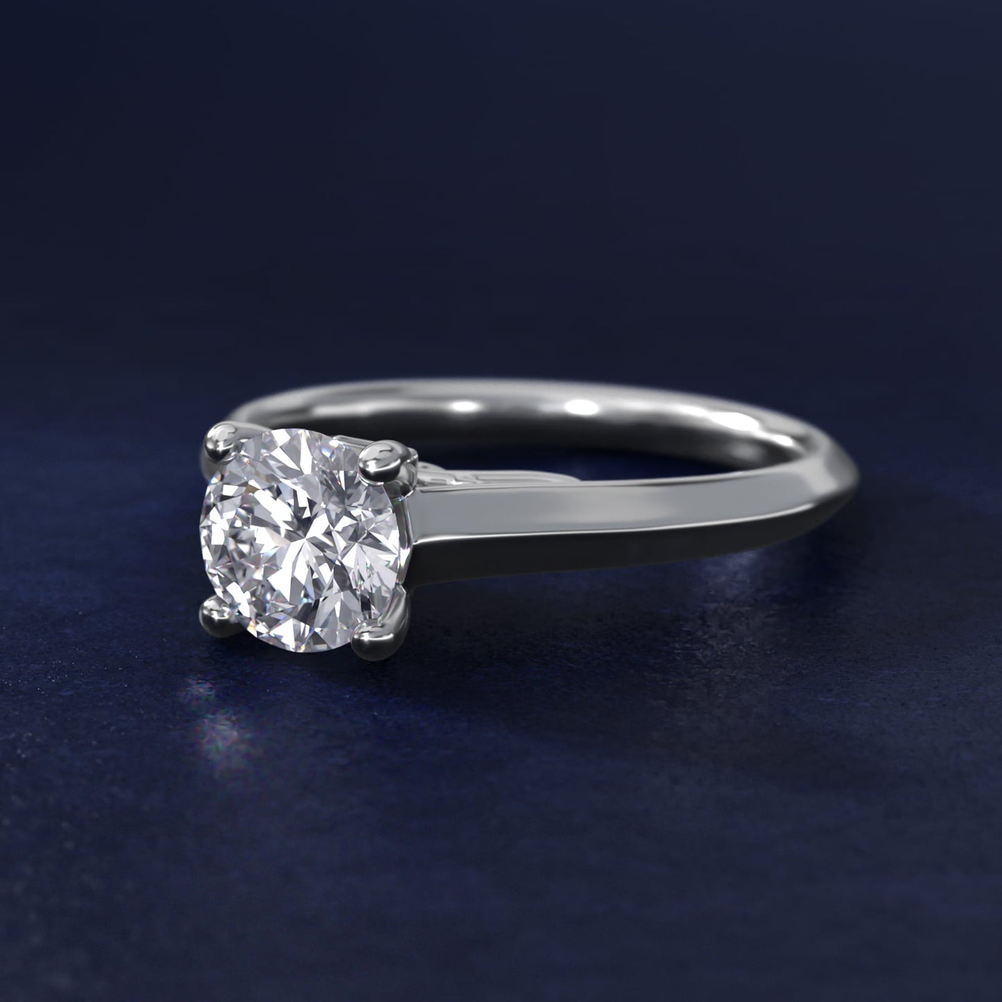 Knife Edge Scroll Solitaire Plus Diamond Engagement Ring in Platinum - Round Center