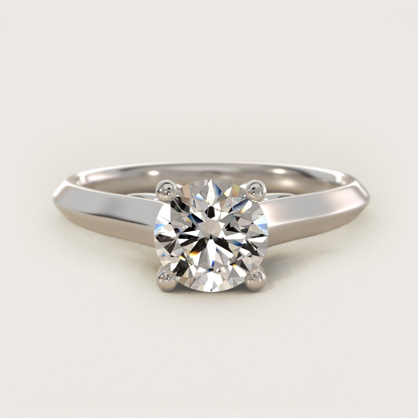 Knife Edge Scroll Solitaire Plus Diamond Engagement Ring in Platinum - Round Center