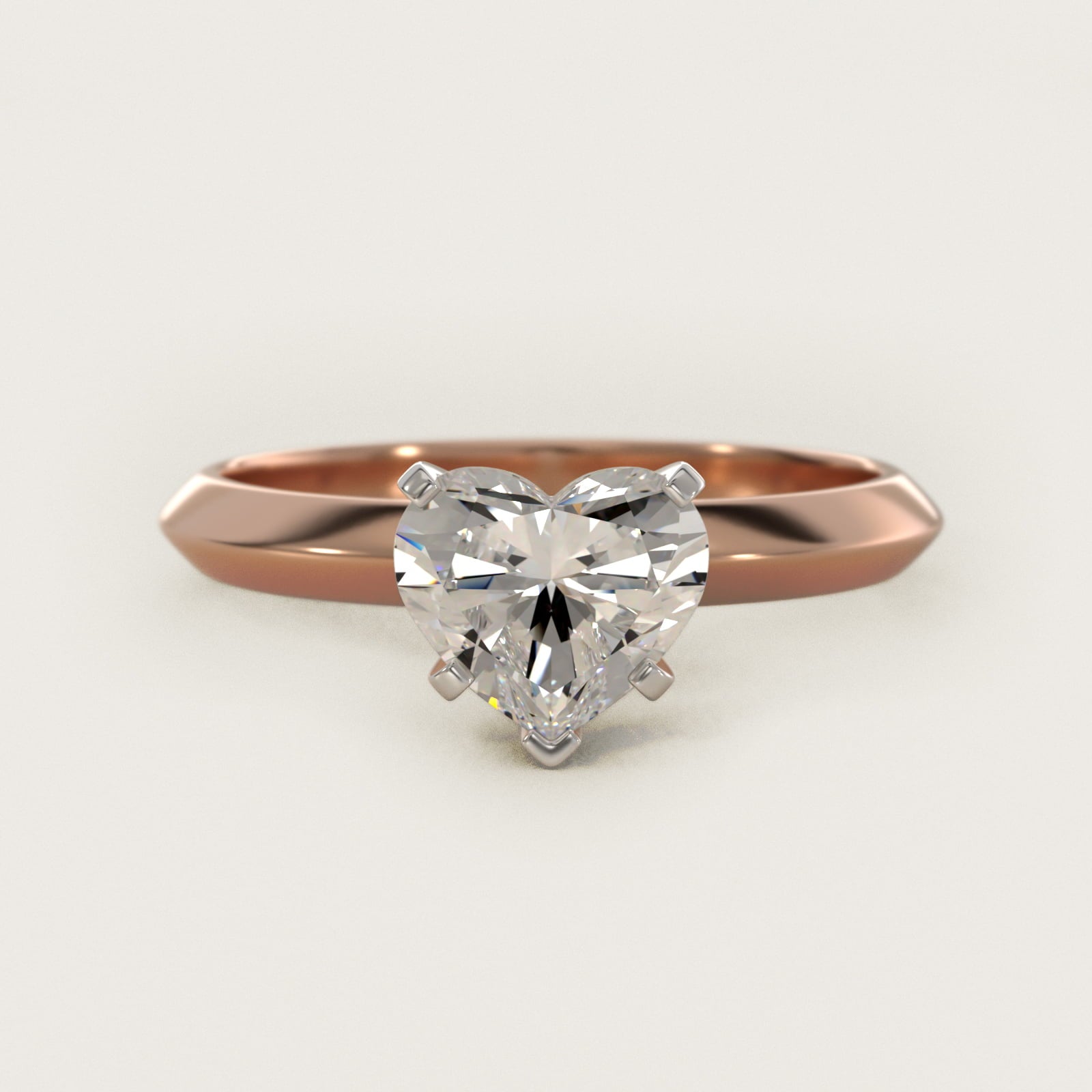 Knife Edge Six Prong Solitaire Engagement Ring In 14K Rose Gold By James Allen - Heart Center