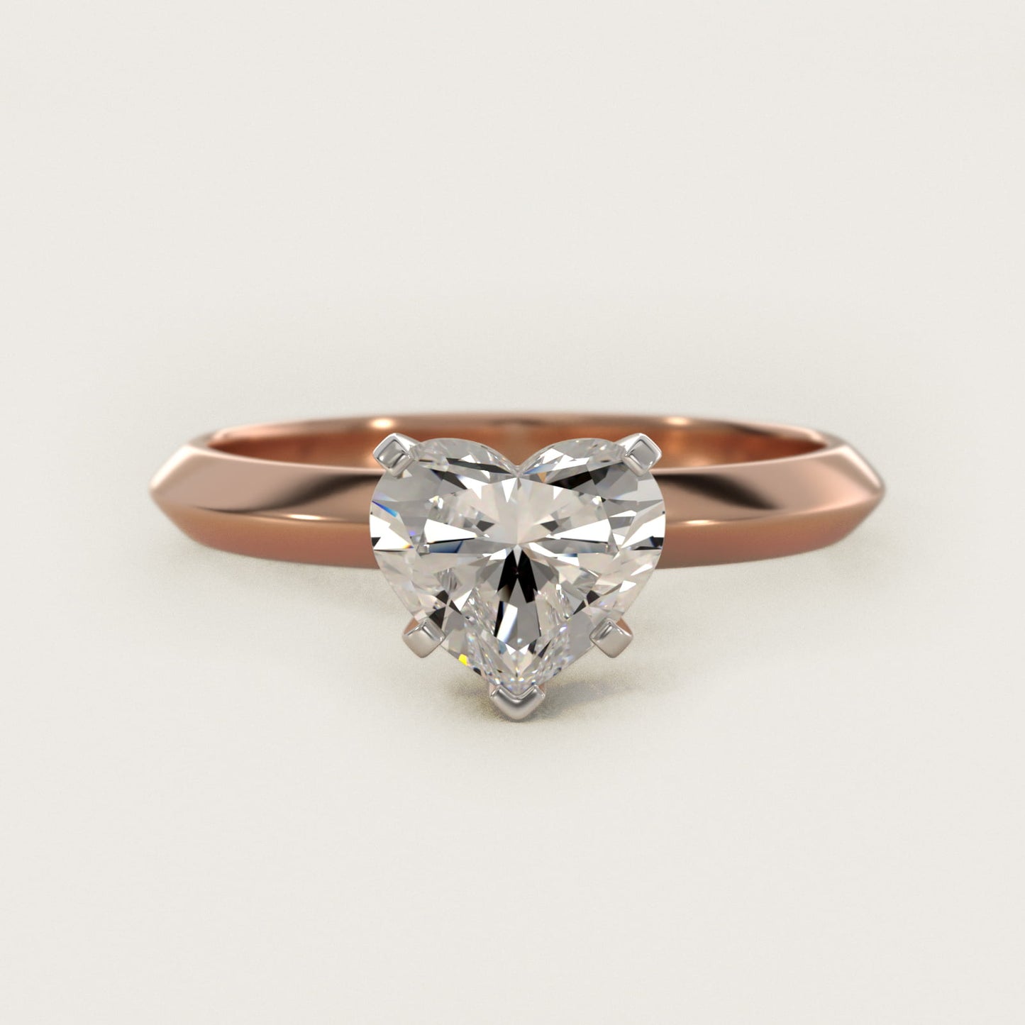 Knife Edge Six Prong Solitaire Engagement Ring In 18k Rose Gold By James Allen - Heart Center