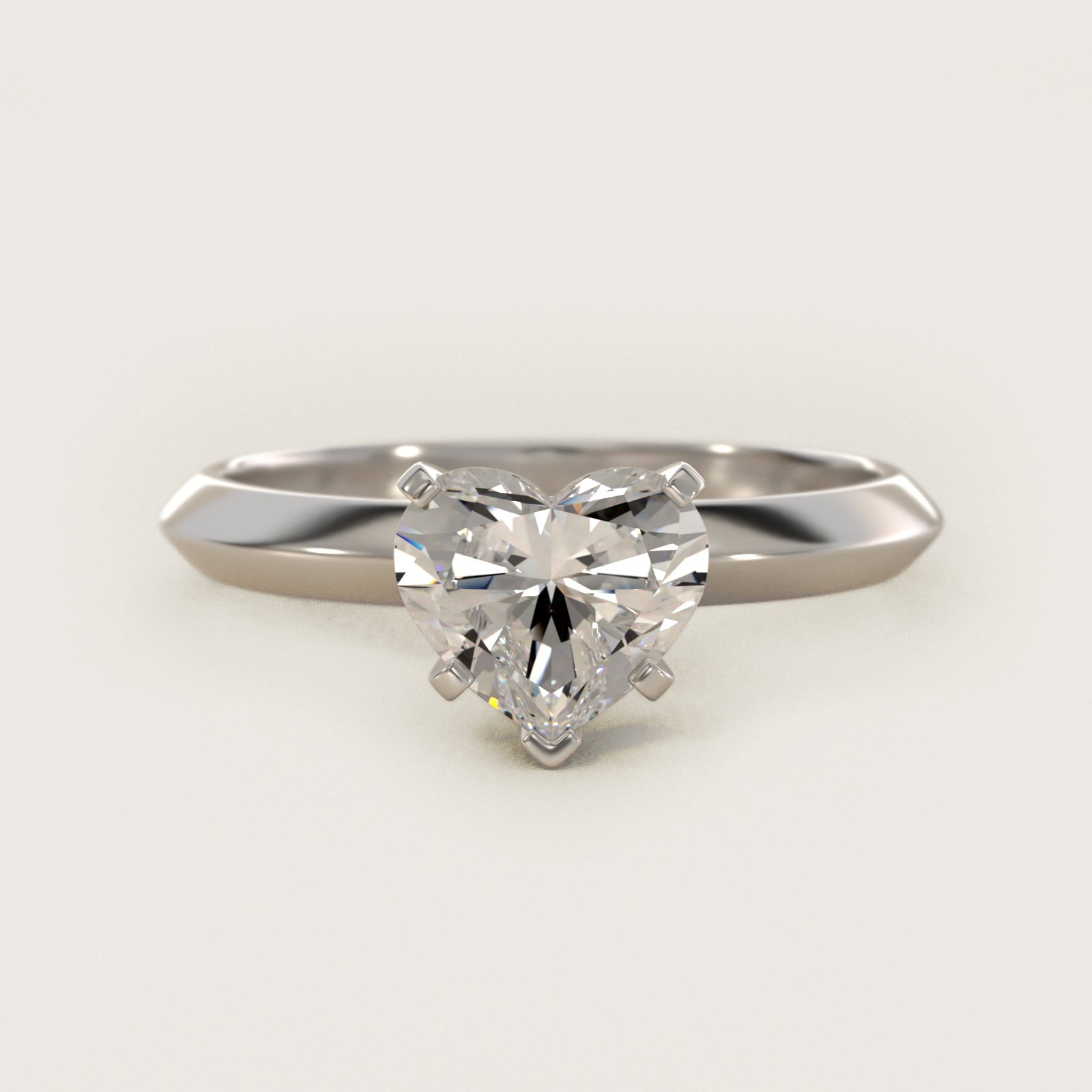 Knife Edge Six Prong Solitaire Engagement Ring In 18k White Gold By James Allen - Heart Center