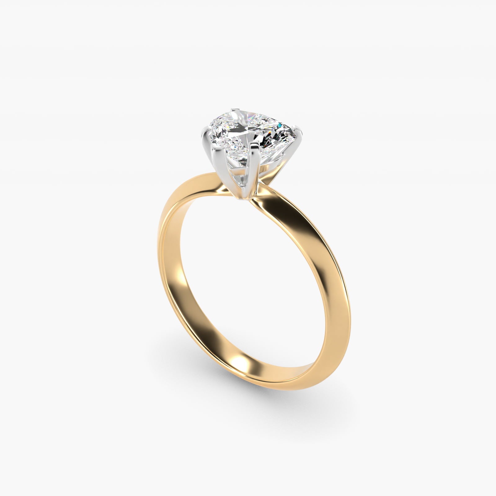 Knife Edge Six Prong Solitaire Engagement Ring In 14K Yellow Gold By James Allen - Heart Center