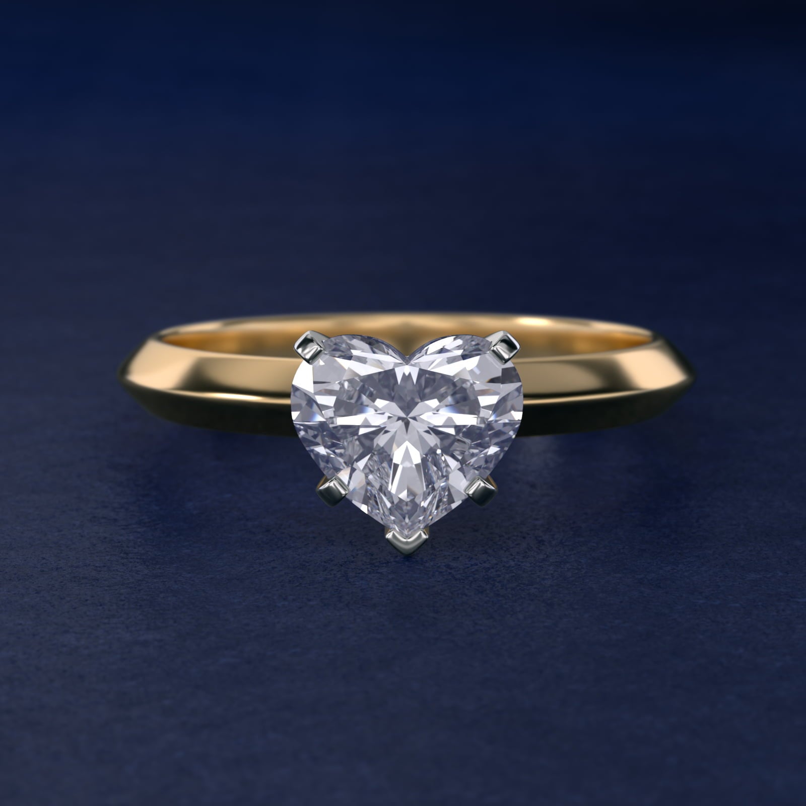 Knife Edge Six Prong Solitaire Engagement Ring In 14K Yellow Gold By James Allen - Heart Center