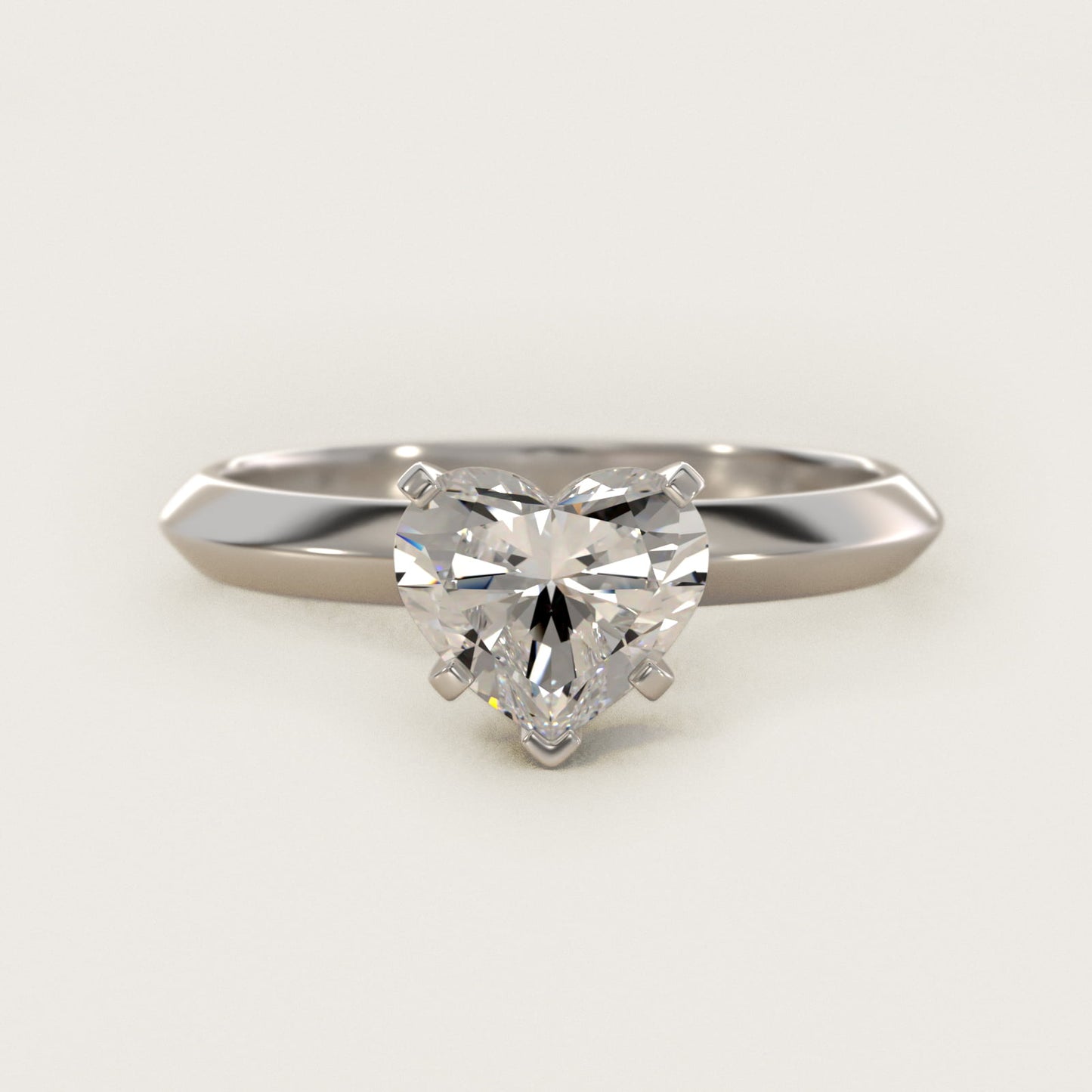 Knife Edge Six Prong Solitaire Engagement Ring In Platinum By James Allen - Heart Center