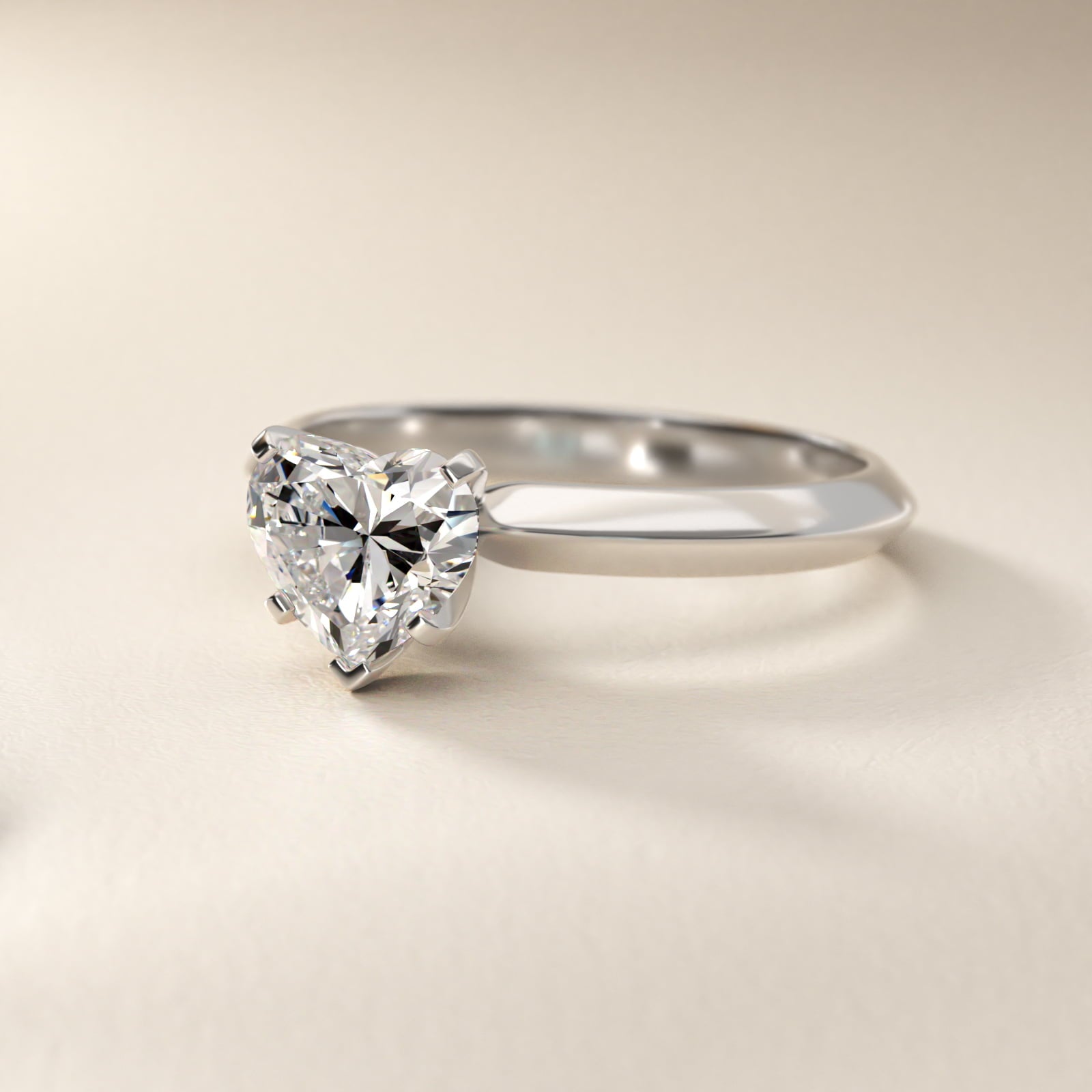 Knife Edge Six Prong Solitaire Engagement Ring In Platinum By James Allen - Heart Center