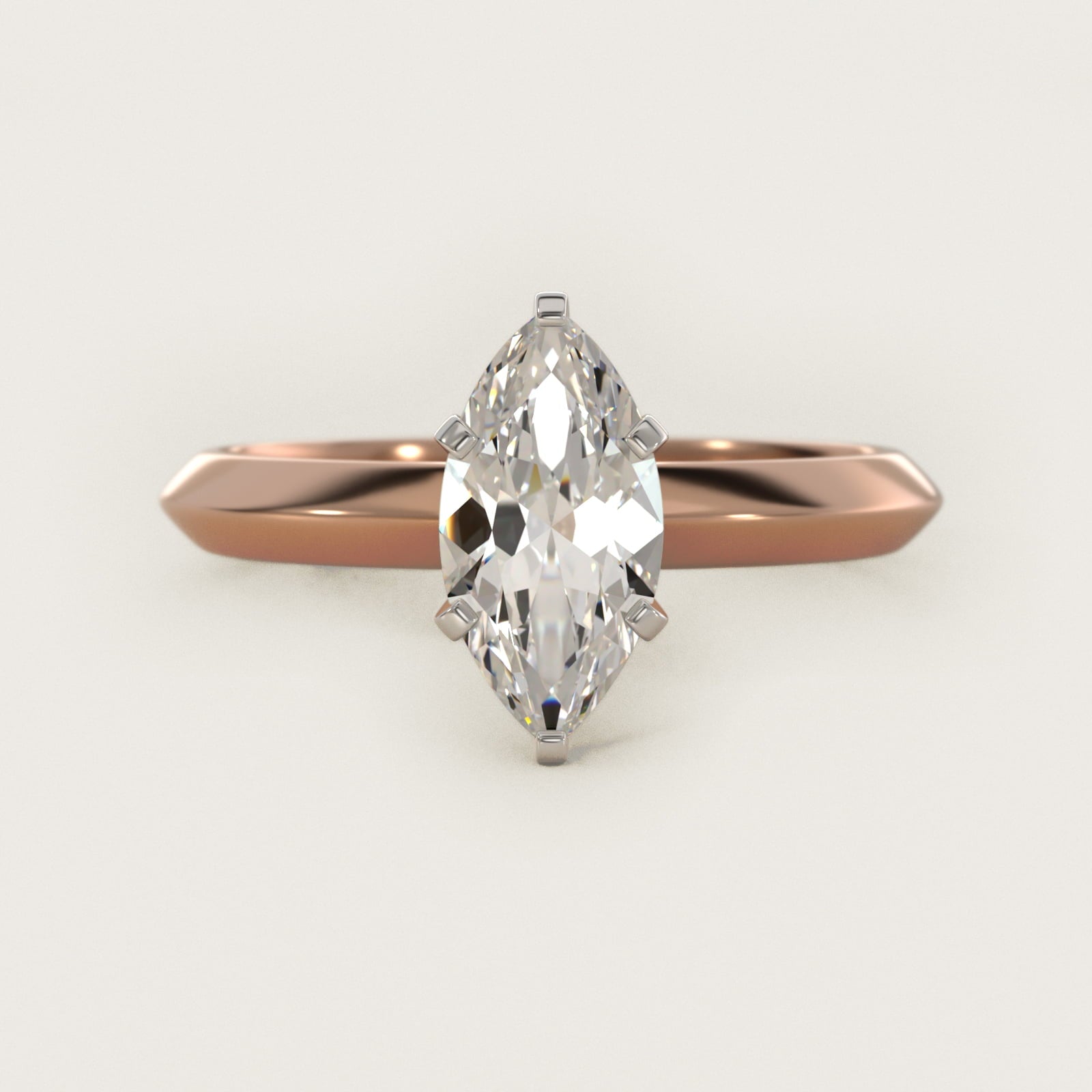 Knife Edge Six Prong Solitaire Engagement Ring In 14K Rose Gold By James Allen - Marquise Center