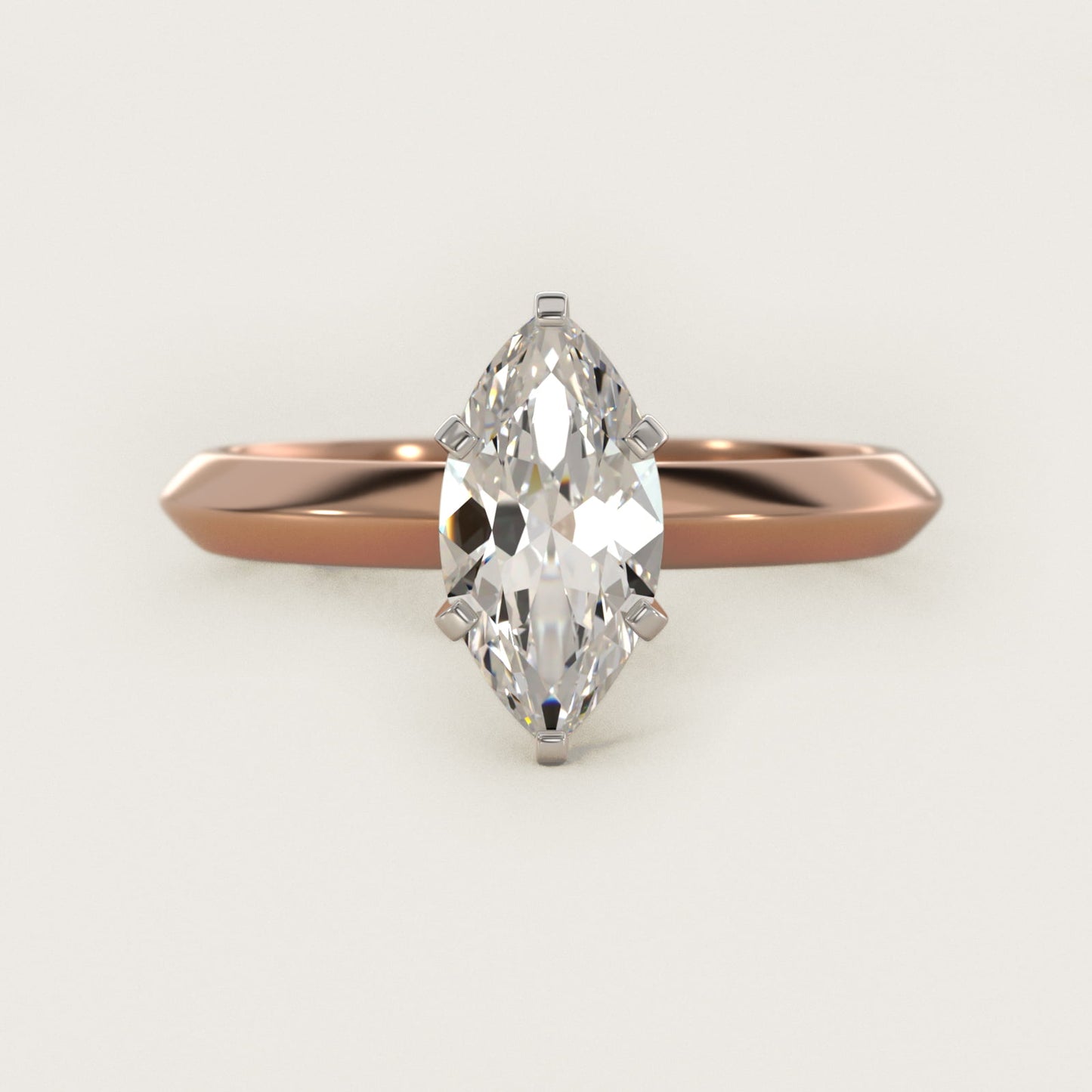 Knife Edge Six Prong Solitaire Engagement Ring In 18k Rose Gold By James Allen - Marquise Center