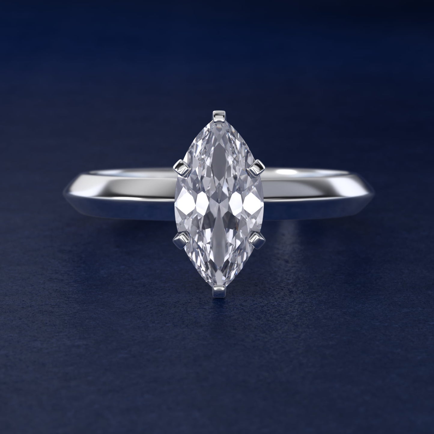 Knife Edge Six Prong Solitaire Engagement Ring In 14K White Gold By James Allen - Marquise Center