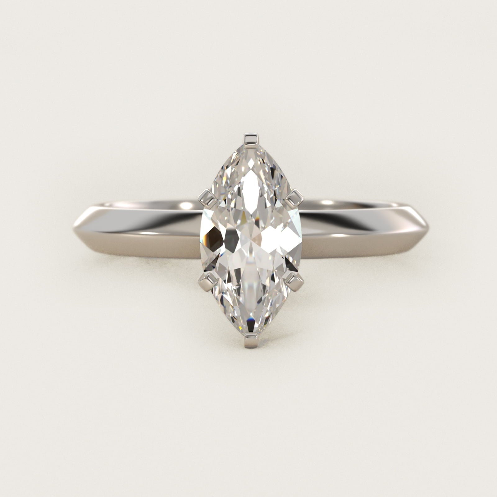 Knife Edge Six Prong Solitaire Engagement Ring In 14K White Gold By James Allen - Marquise Center