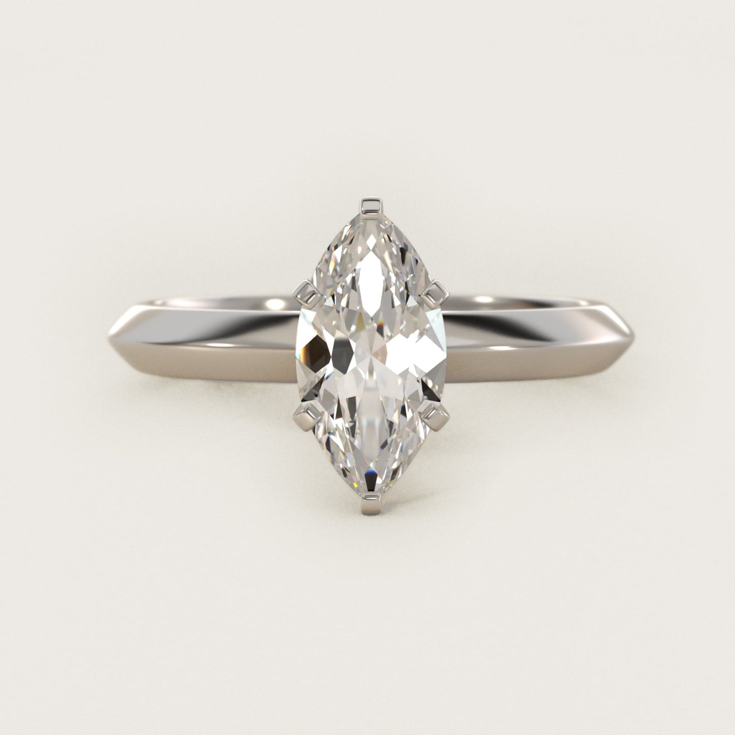 Knife Edge Six Prong Solitaire Engagement Ring In 18k White Gold By James Allen - Marquise Center