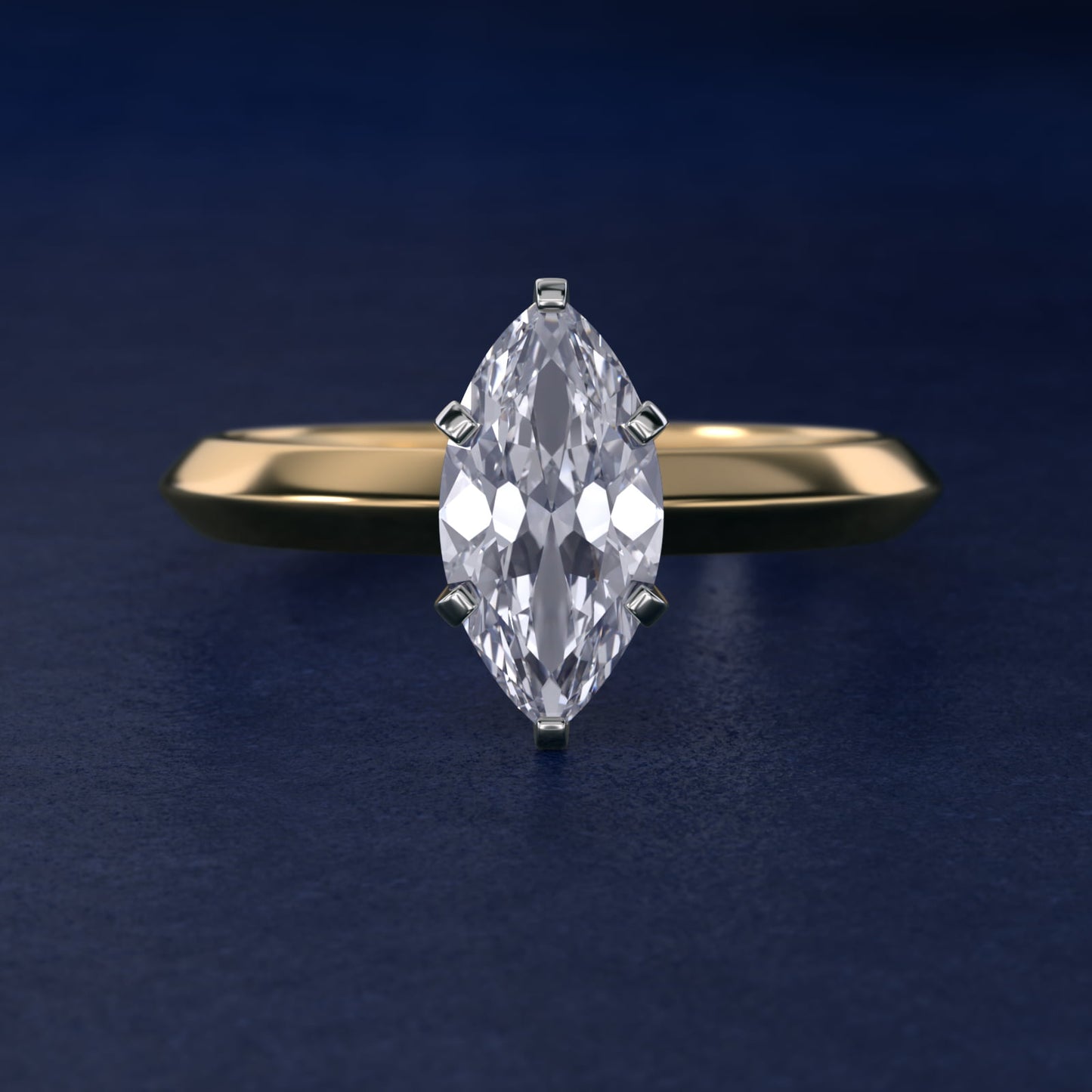 Knife Edge Six Prong Solitaire Engagement Ring In 14K Yellow Gold By James Allen - Marquise Center