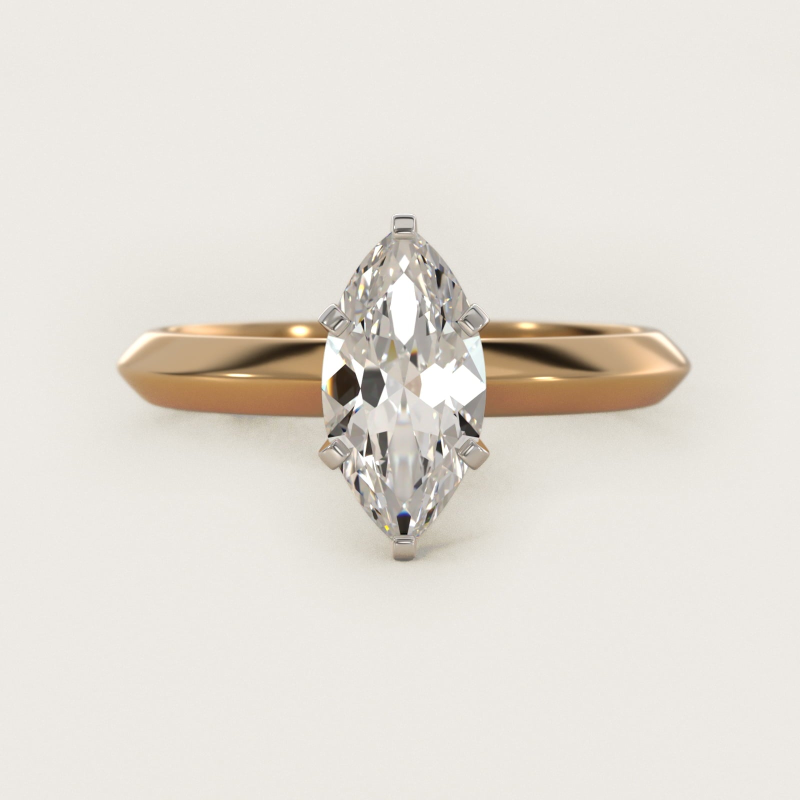 Knife Edge Six Prong Solitaire Engagement Ring In 14K Yellow Gold By James Allen - Marquise Center