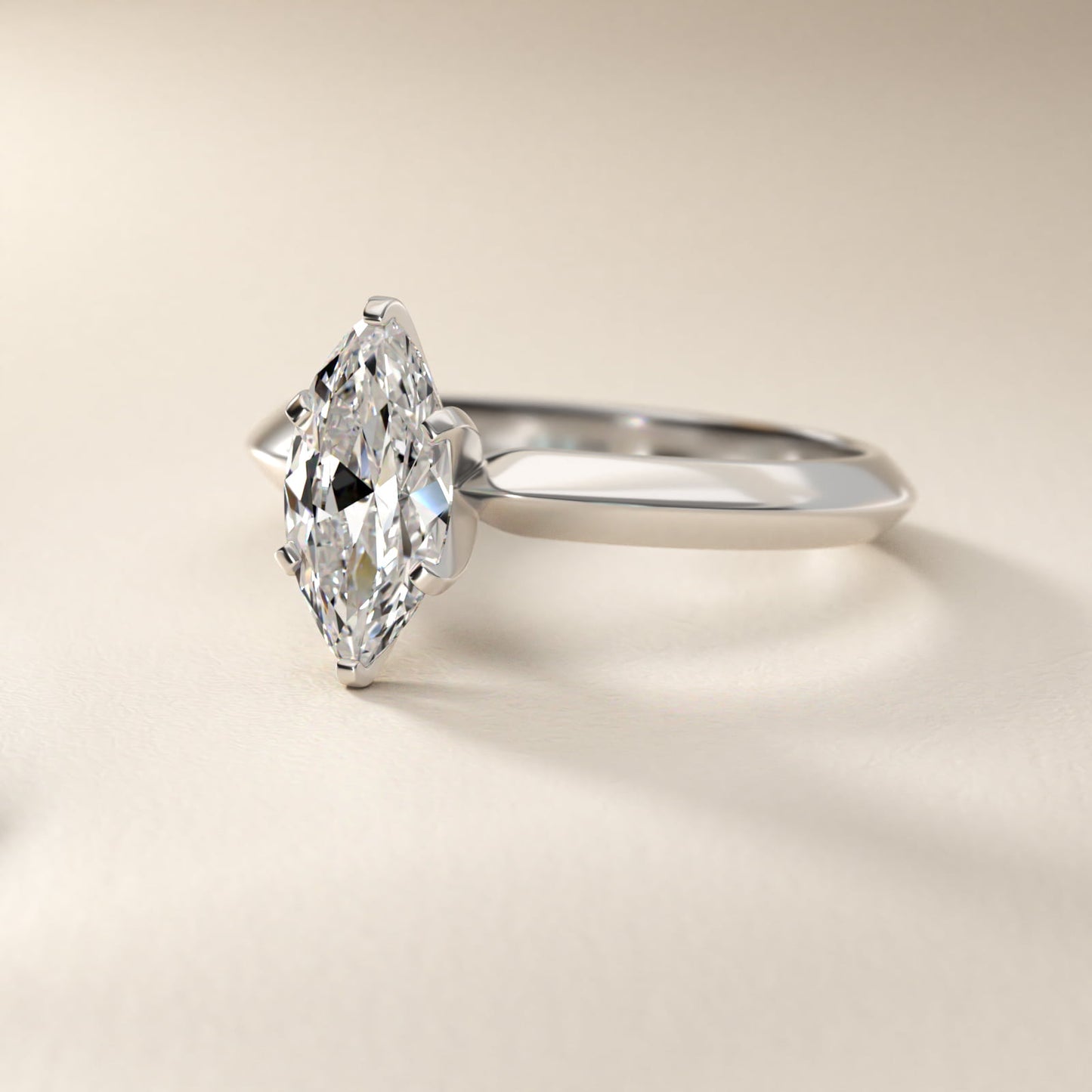 Knife Edge Six Prong Solitaire Engagement Ring In Platinum By James Allen - Marquise Center