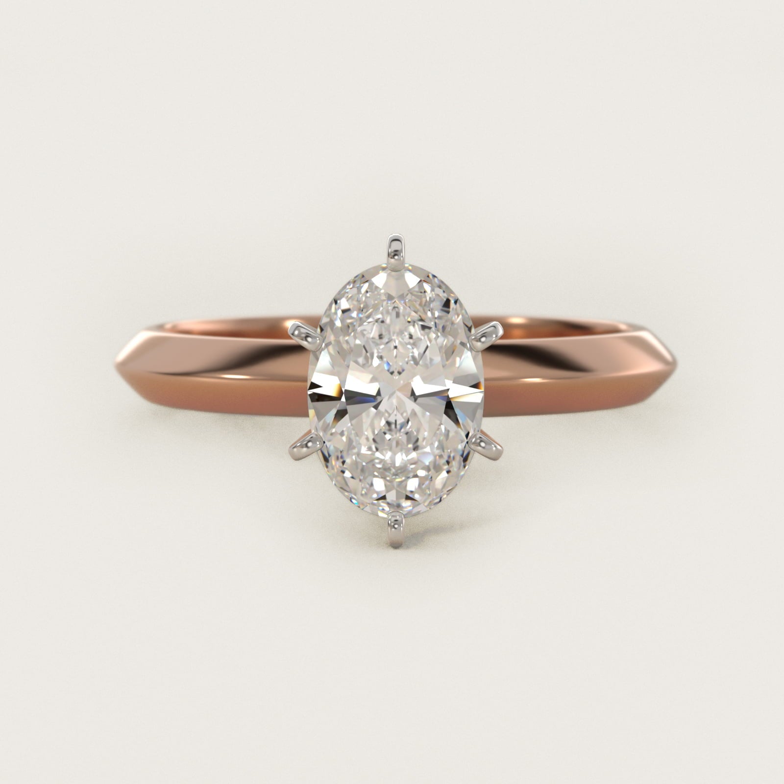 Knife Edge Six Prong Solitaire Engagement Ring In 18k Rose Gold By James Allen - Oval Center