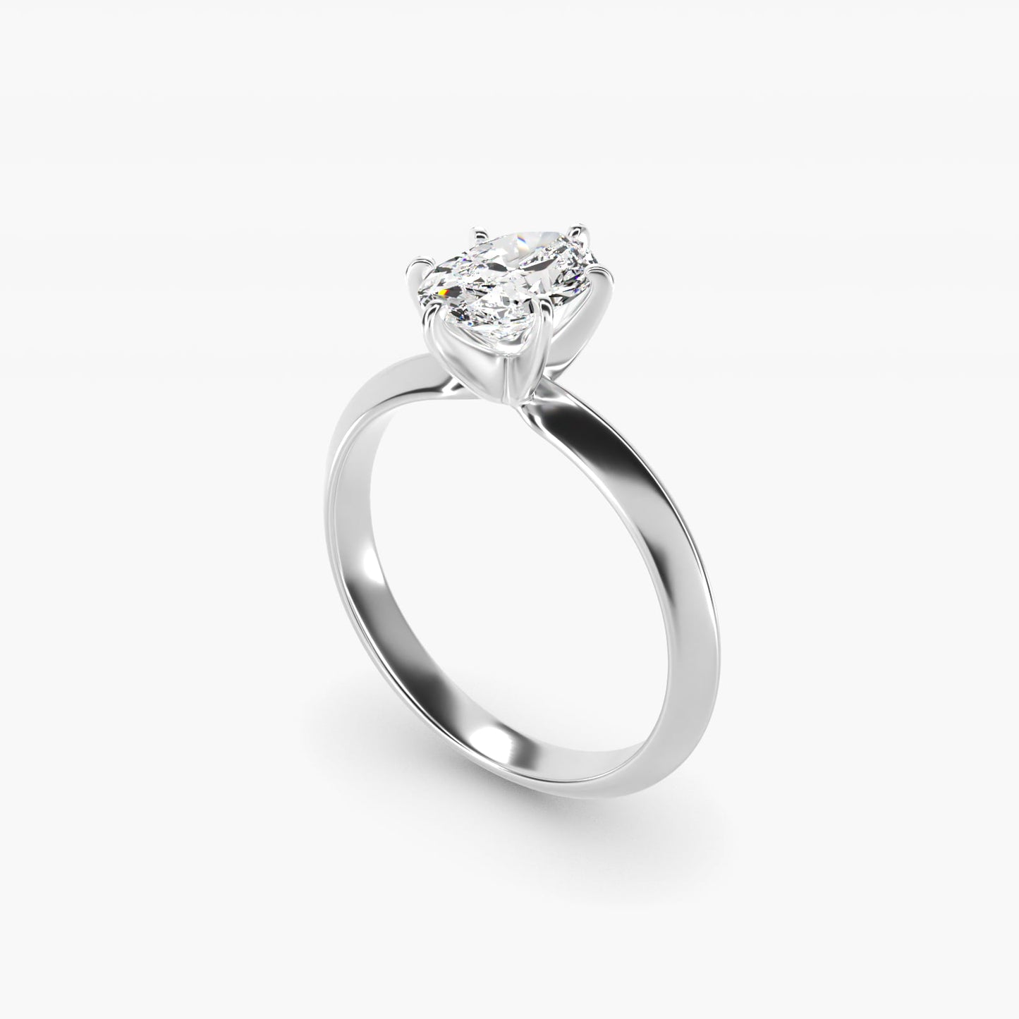 Knife Edge Six Prong Solitaire Engagement Ring In 18k White Gold By James Allen - Oval Center