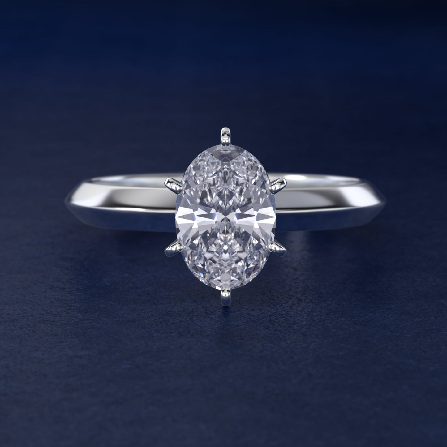 Knife Edge Six Prong Solitaire Engagement Ring In 14K White Gold By James Allen - Oval Center