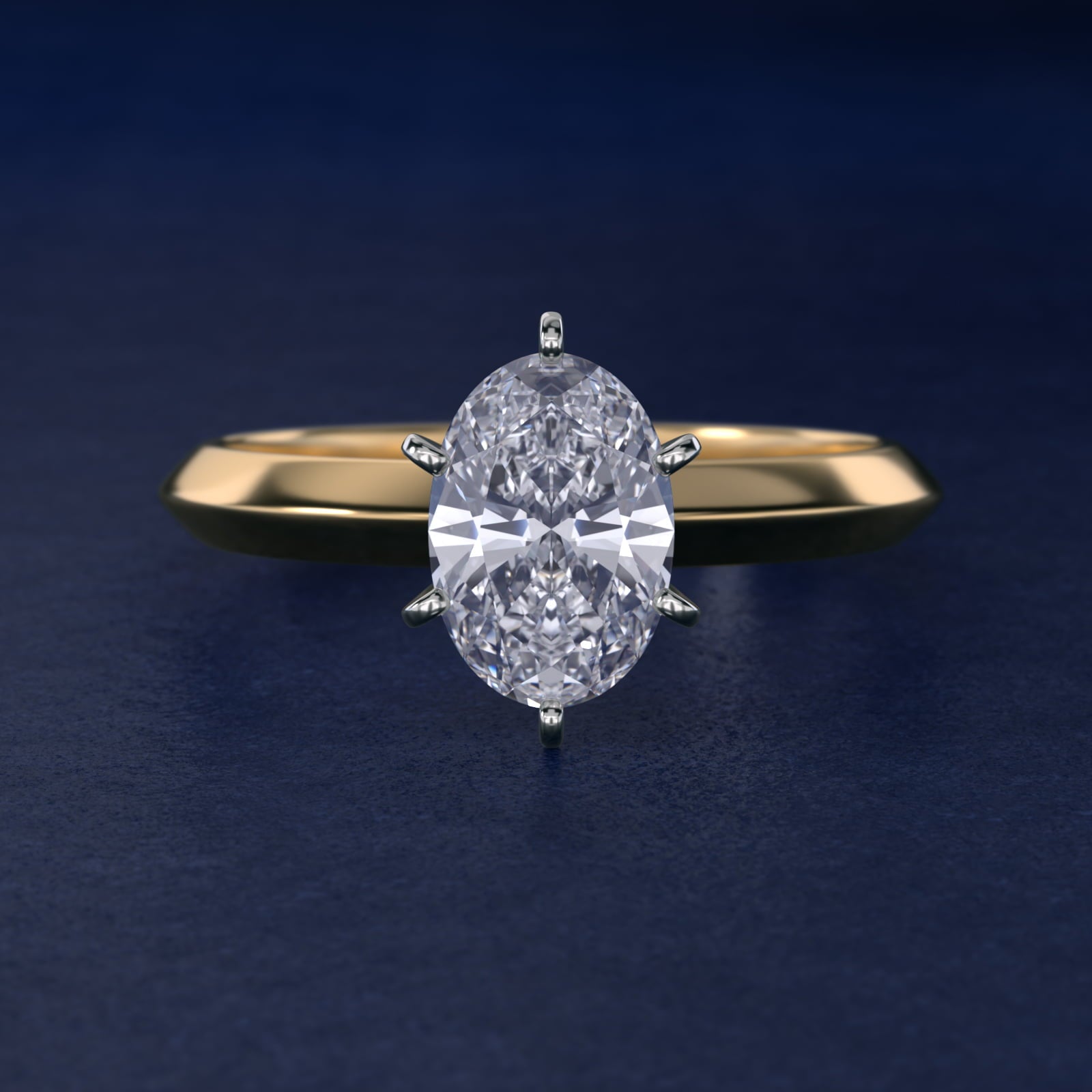 Knife Edge Six Prong Solitaire Engagement Ring In 14K Yellow Gold By James Allen - Oval Center
