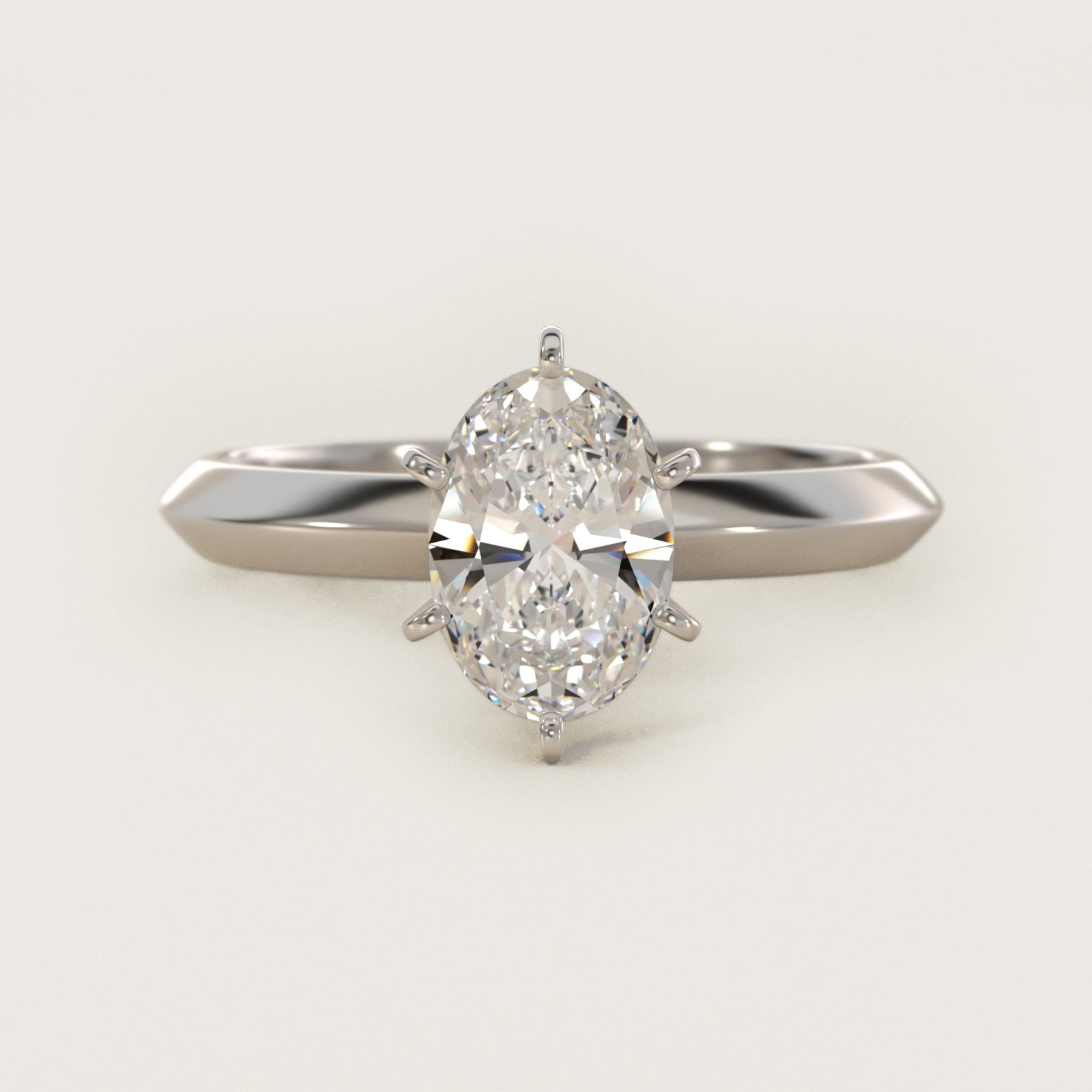 Knife Edge Six Prong Solitaire Engagement Ring In Platinum By James Allen - Oval Center