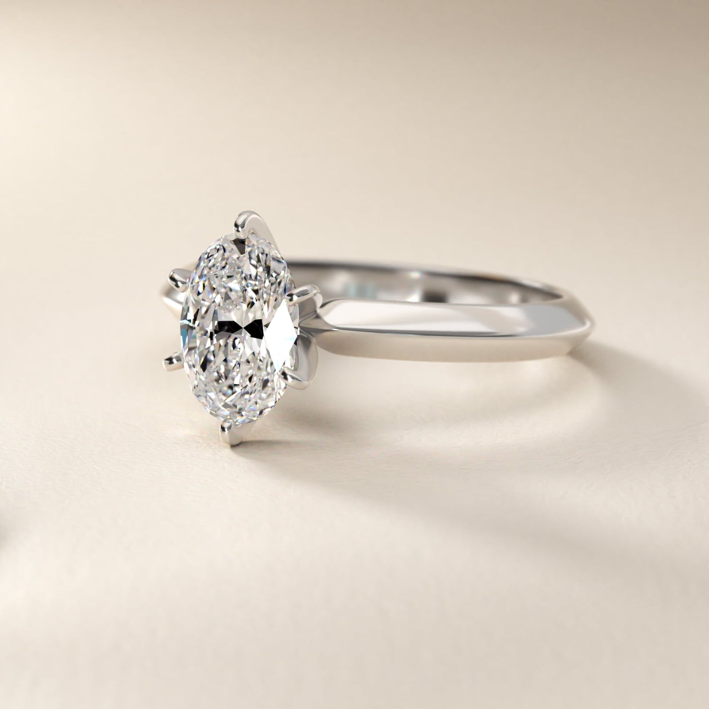 Knife Edge Six Prong Solitaire Engagement Ring In Platinum By James Allen - Oval Center