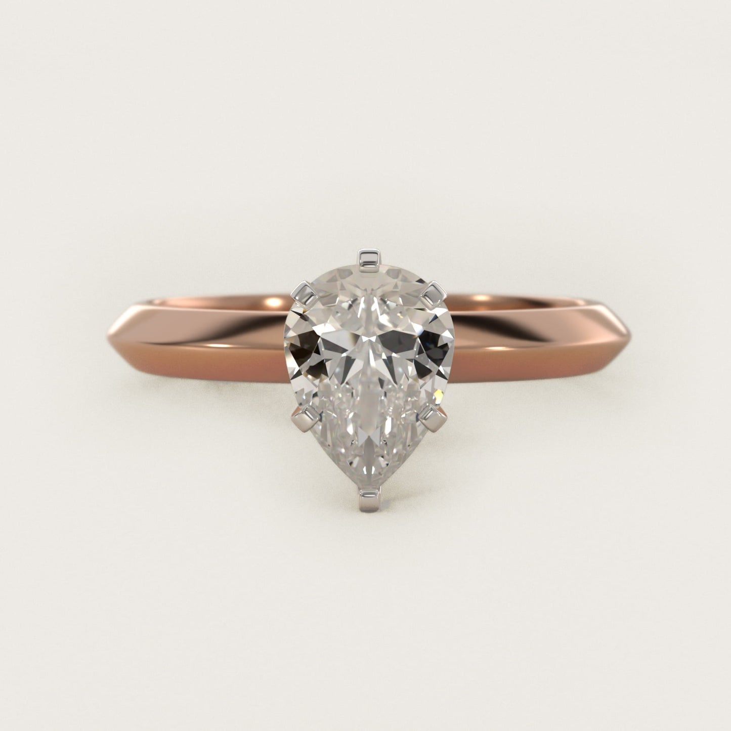 Knife Edge Six Prong Solitaire Engagement Ring In 14K Rose Gold By James Allen - Pear Center