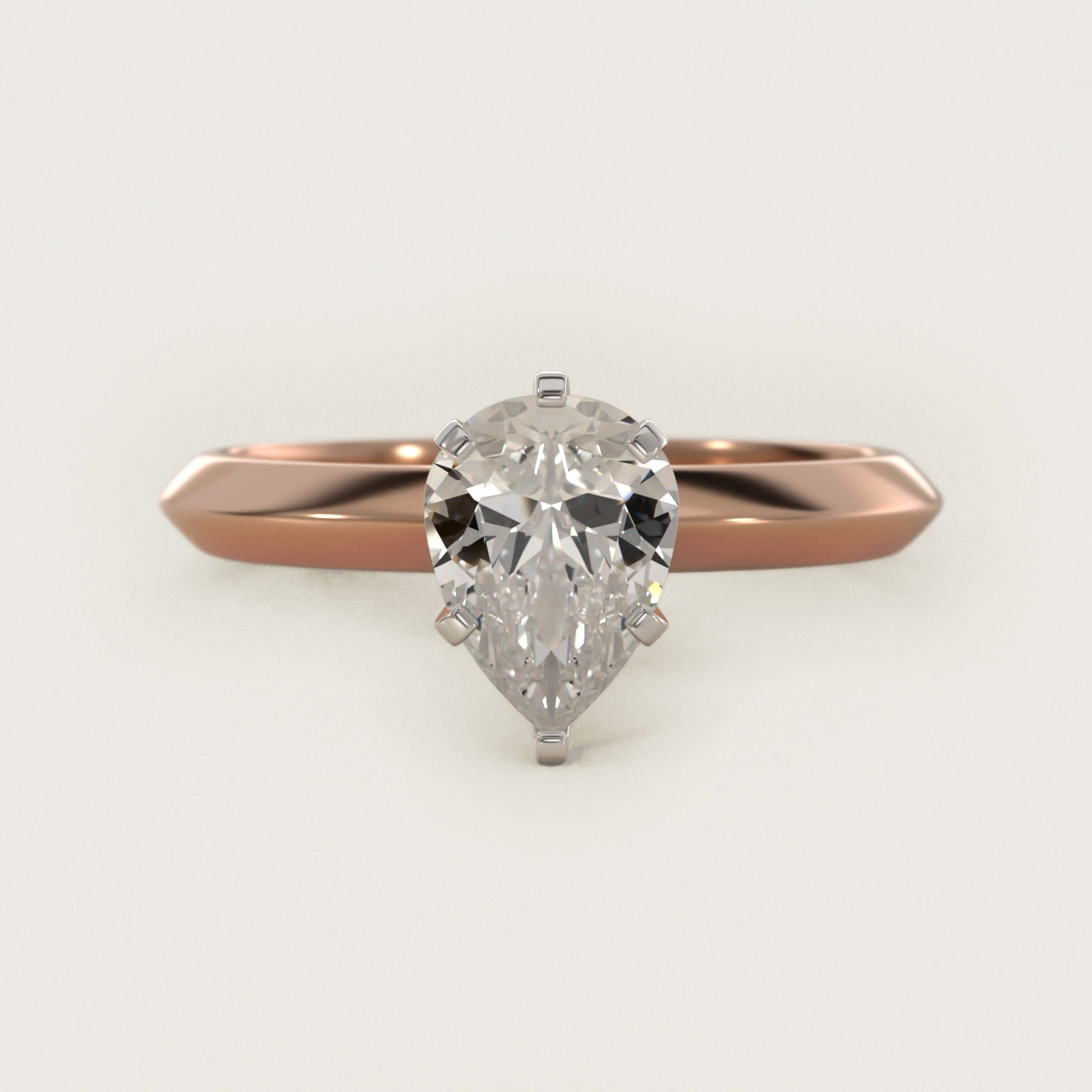 Knife Edge Six Prong Solitaire Engagement Ring In 18k Rose Gold By James Allen - Pear Center