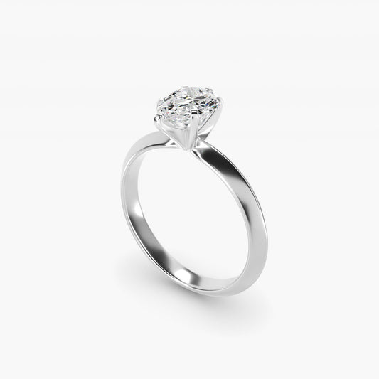 Knife Edge Six Prong Solitaire Engagement Ring In 18k White Gold By James Allen - Pear Center