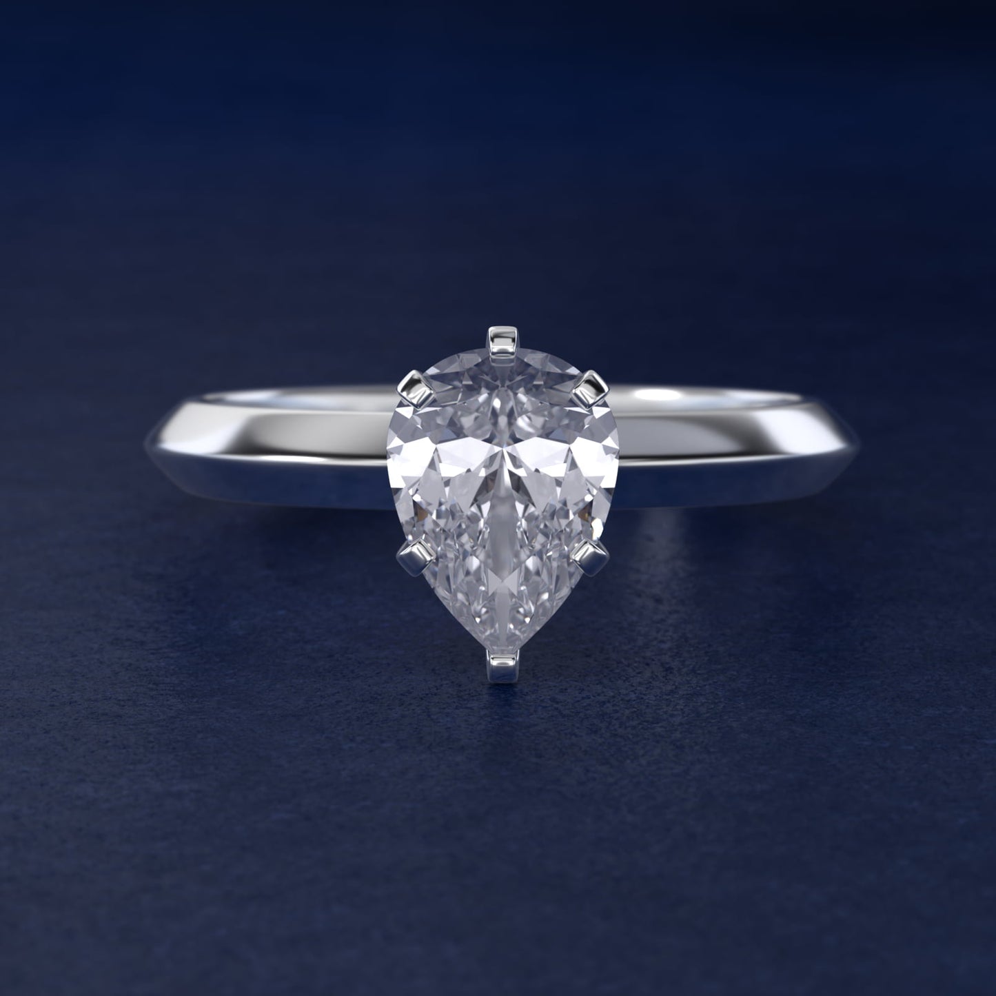 Knife Edge Six Prong Solitaire Engagement Ring In 18k White Gold By James Allen - Pear Center