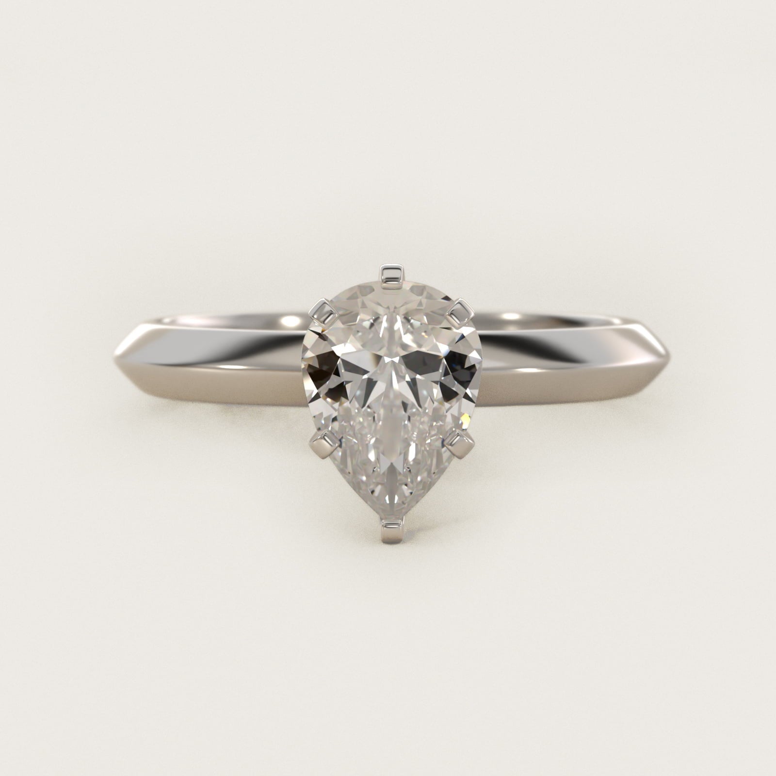 Knife Edge Six Prong Solitaire Engagement Ring In 18k White Gold By James Allen - Pear Center