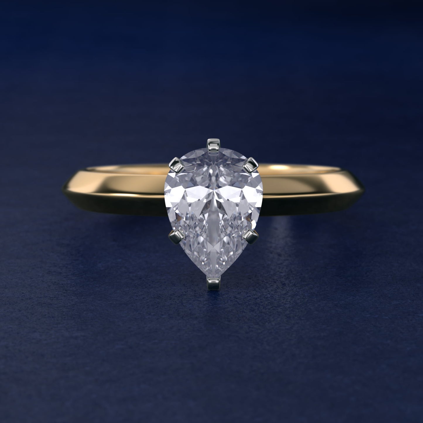 Knife Edge Six Prong Solitaire Engagement Ring In 18k Yellow Gold By James Allen - Pear Center