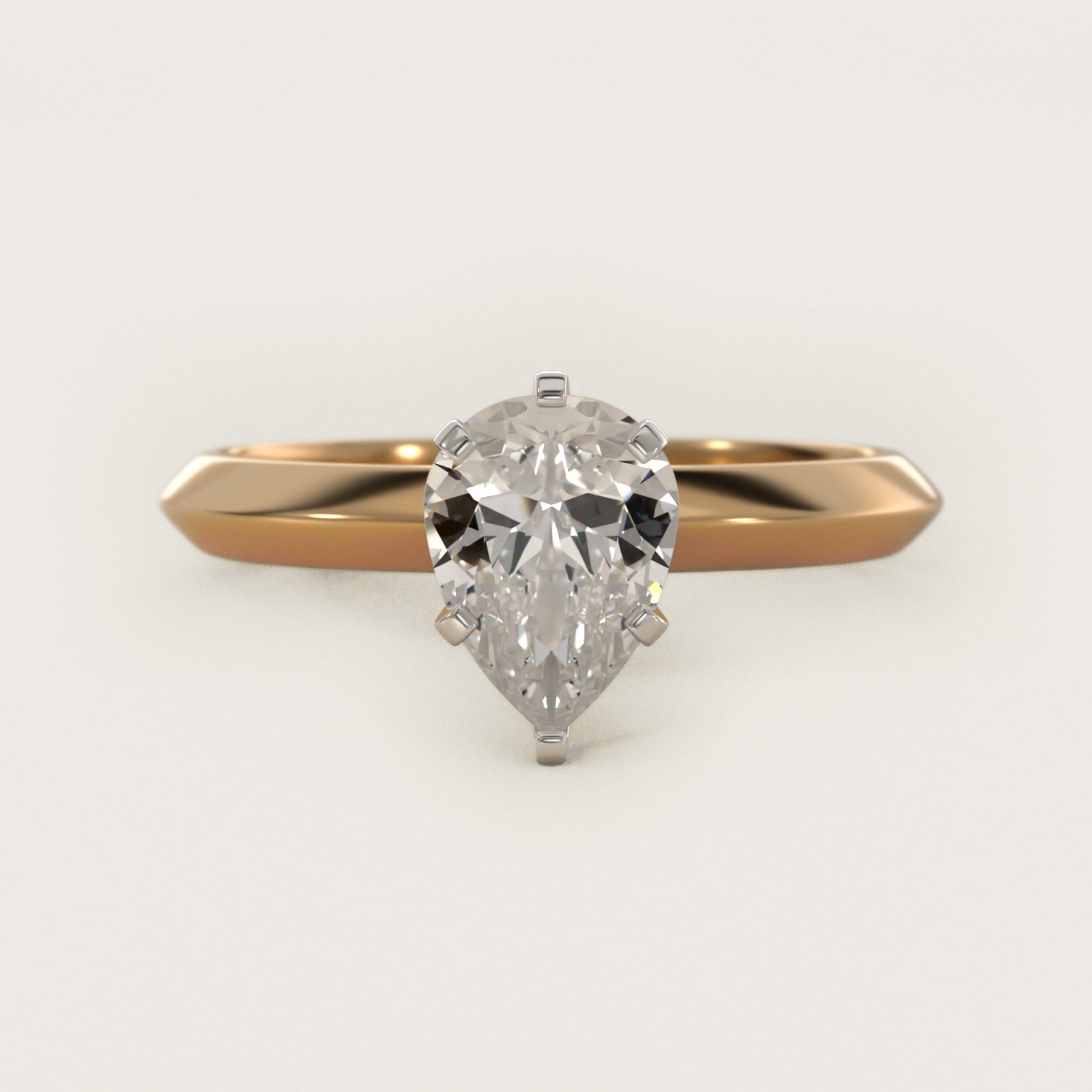 Knife Edge Six Prong Solitaire Engagement Ring In 14K Yellow Gold By James Allen - Pear Center